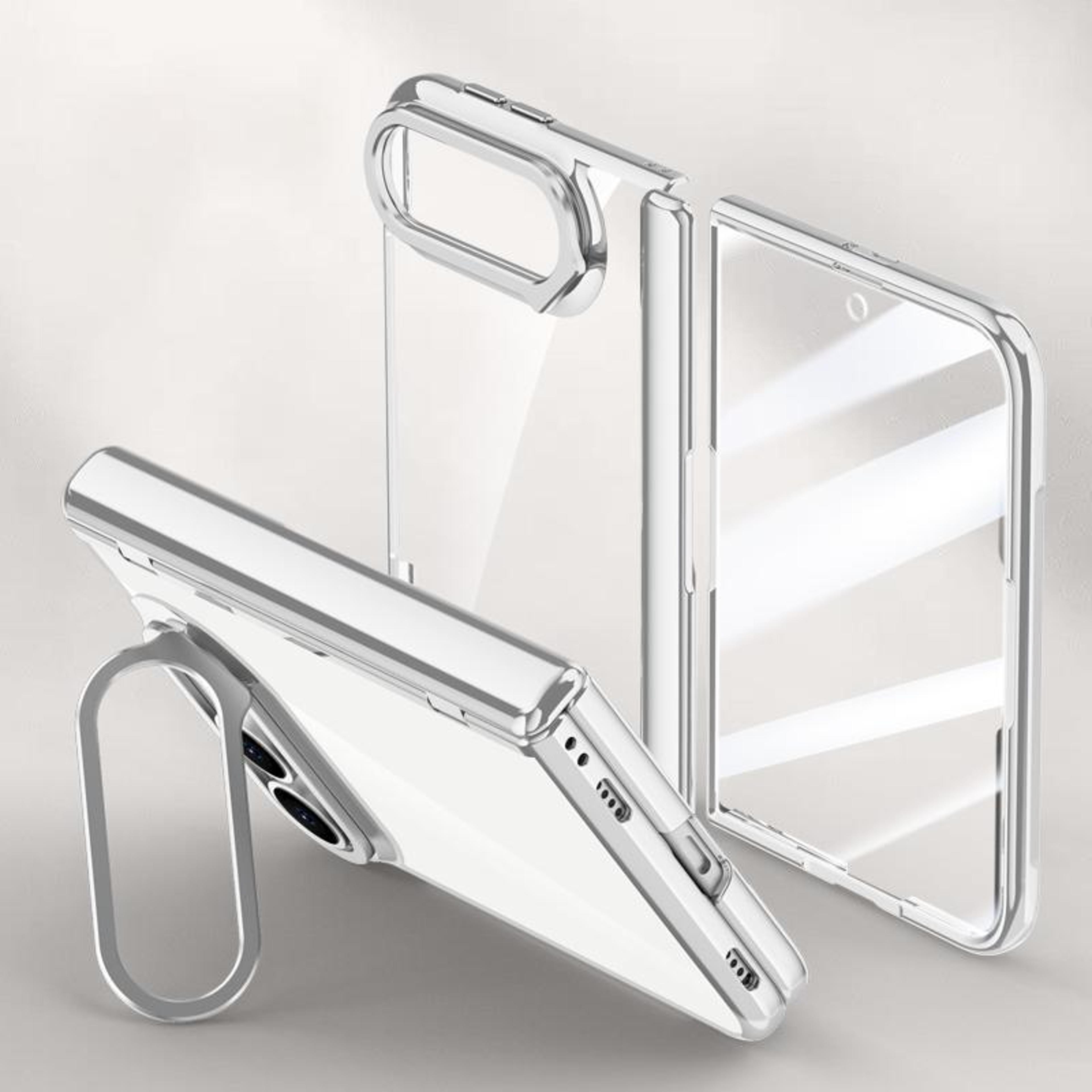 for iphone duo icebreaking series integrated hd film electroplated crystal clear center axis phone case with lens holdersilver