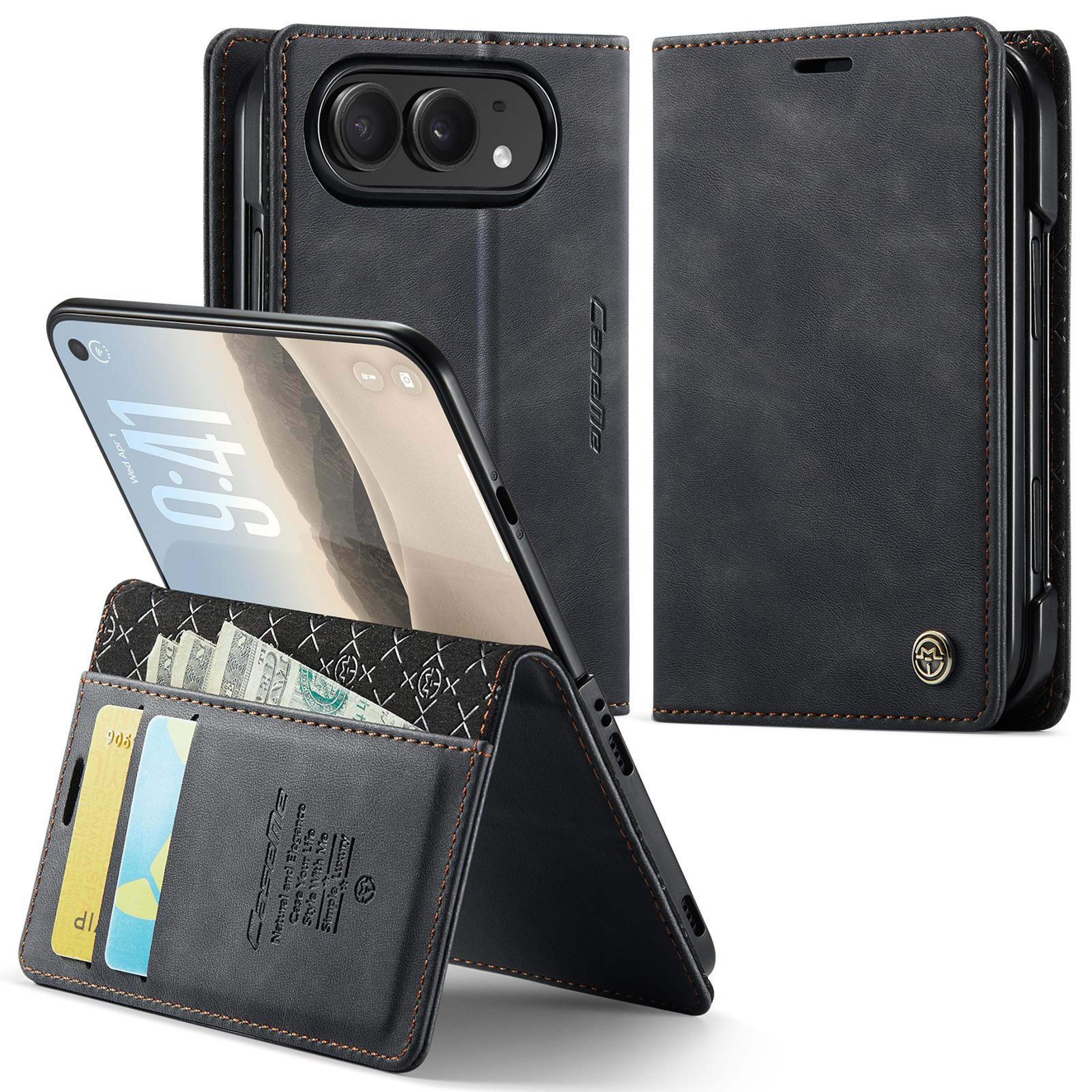 iphone duo wallet case with rfid blocking, card slots and stand
