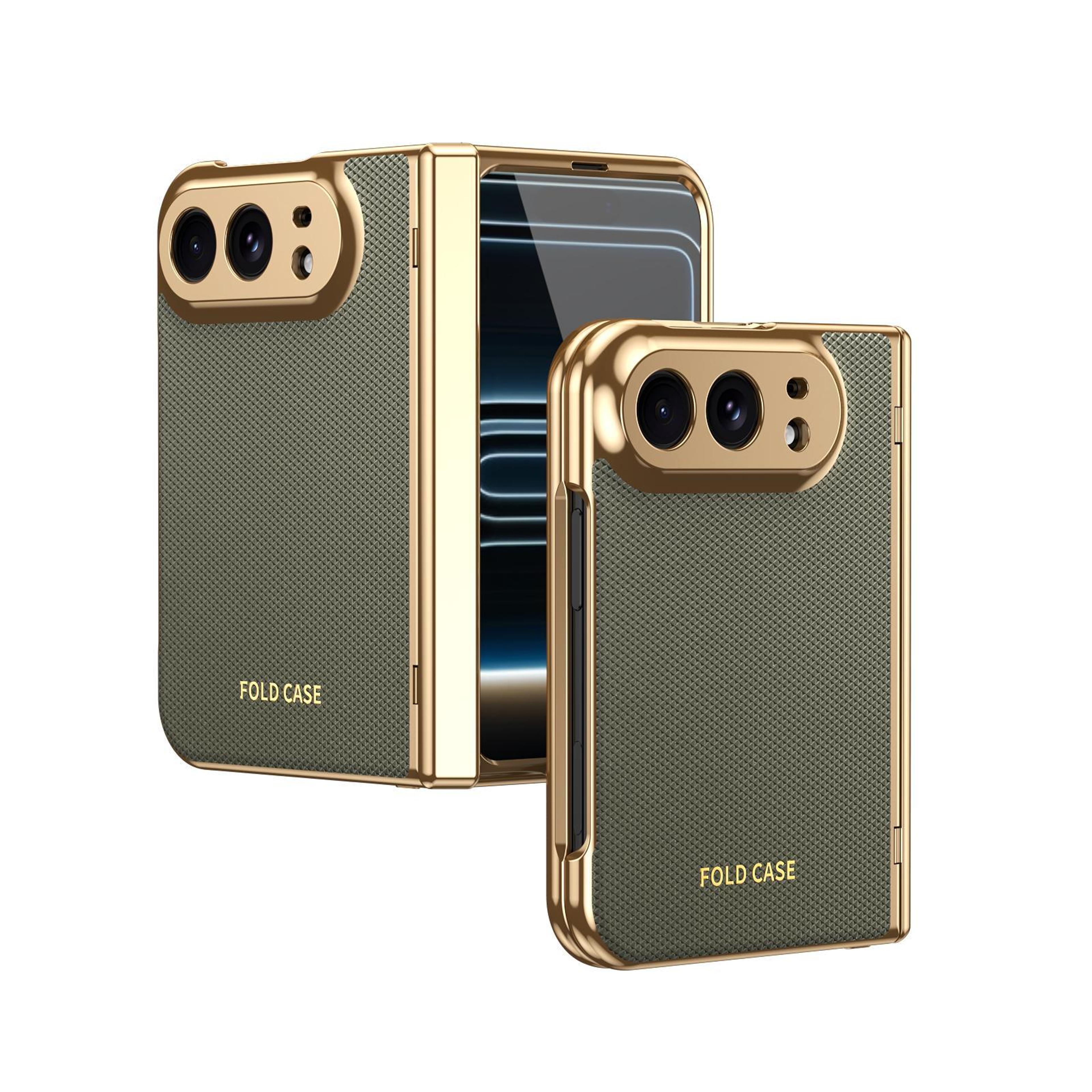 iphone duo shockproof case with vegan leather, hinge protection