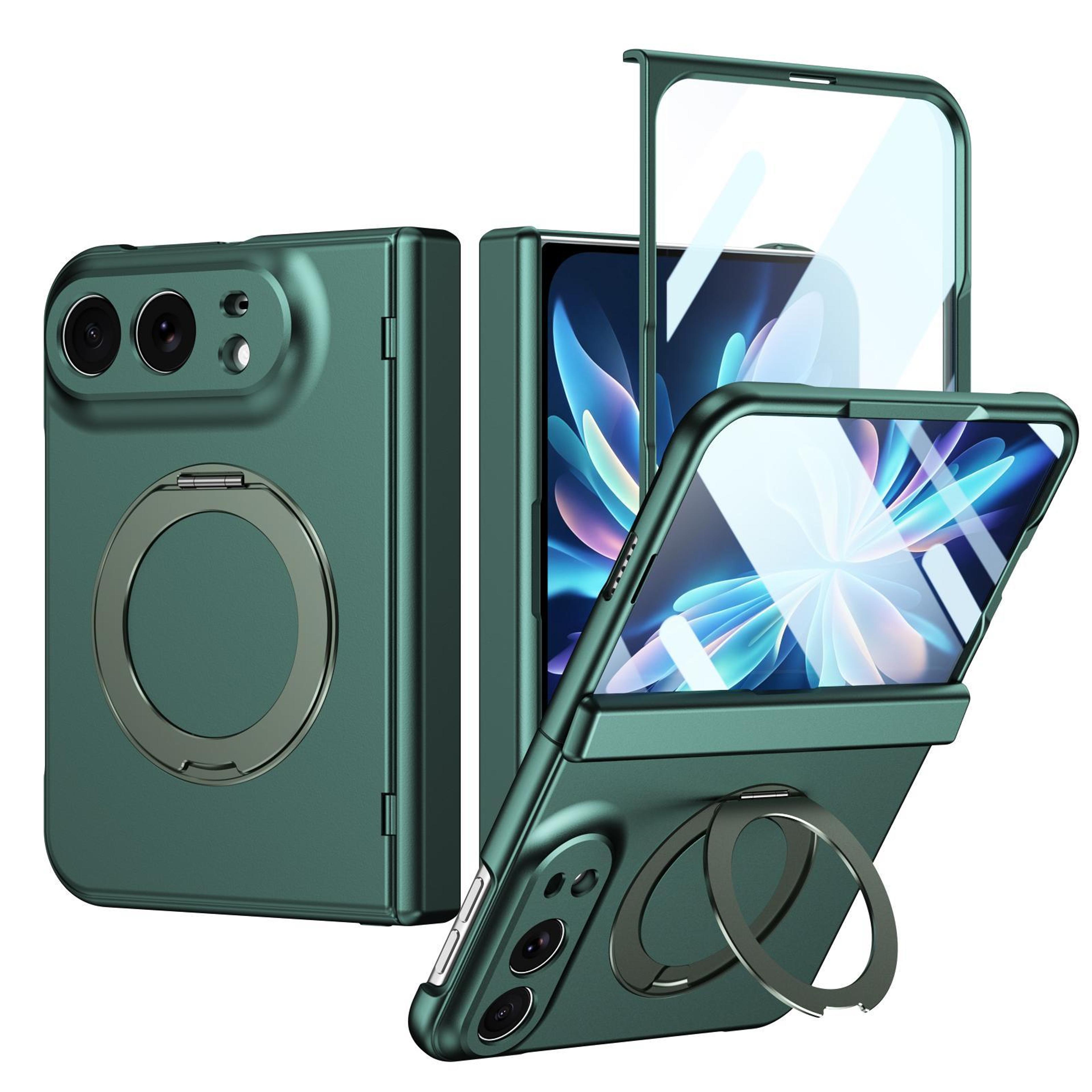 iphone duo magnetic ring holder case with hinge protection and built-in screen protector