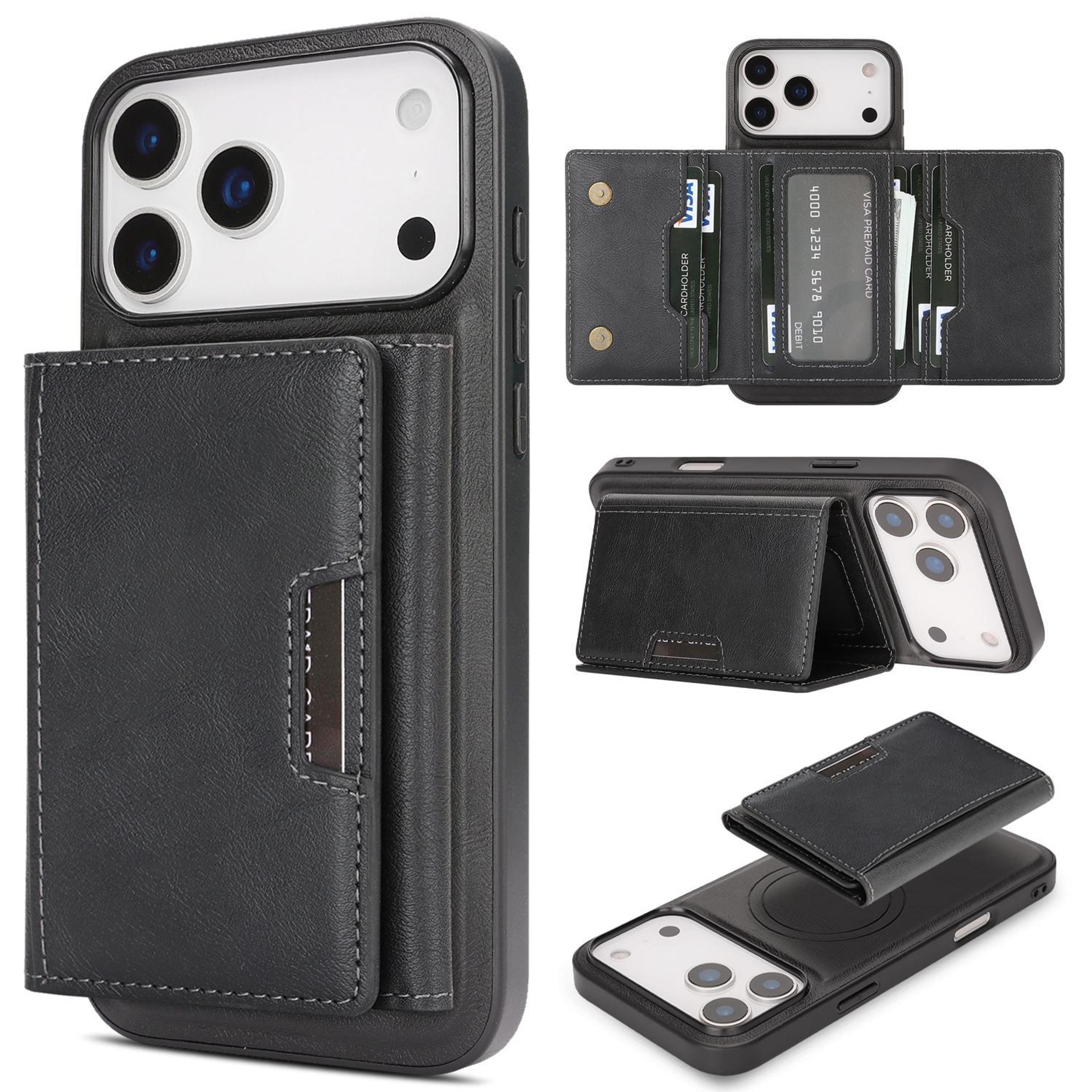 iphone 18 pro max magsafe wallet case with detachable tri-fold leather card holder