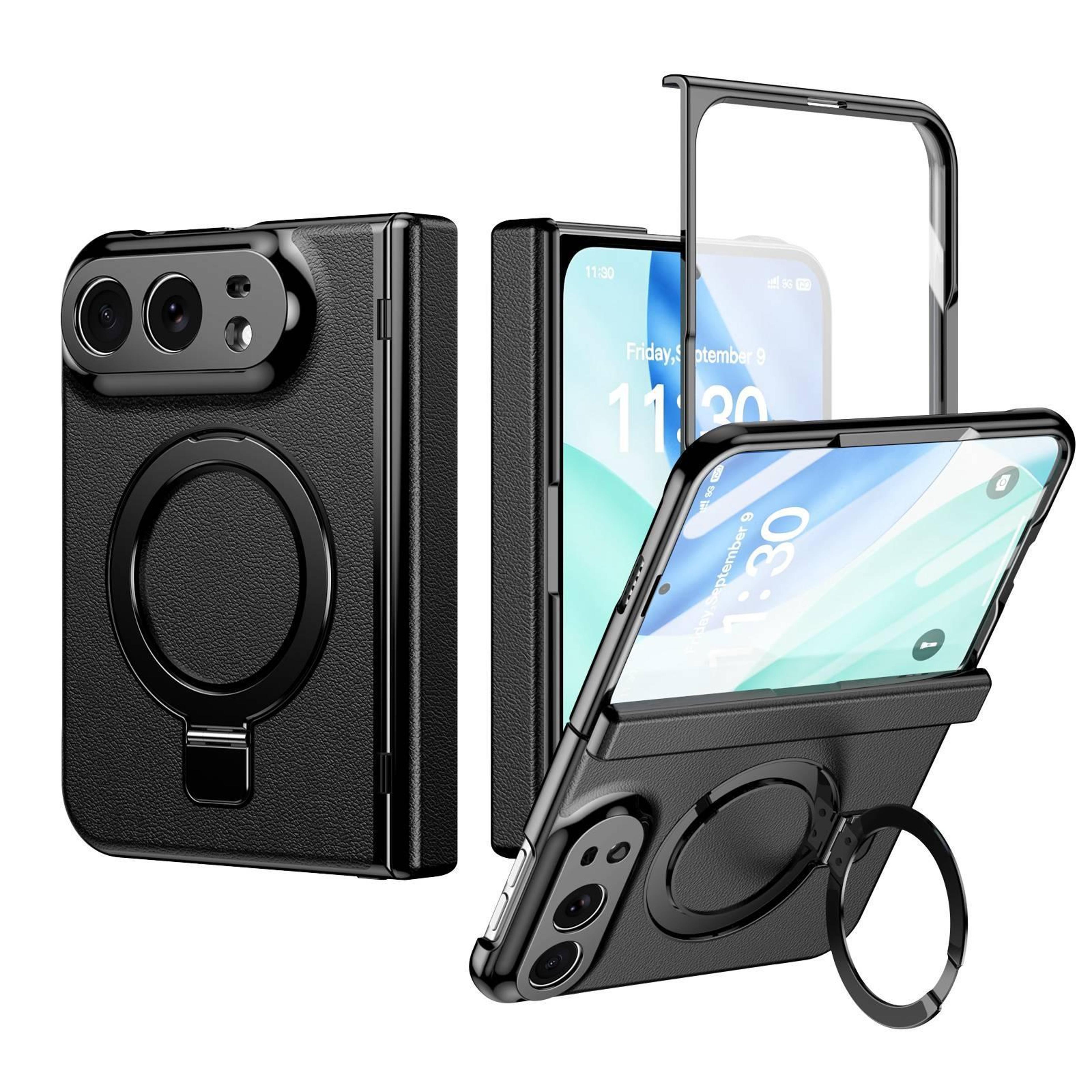 iphone duo magnetic leather case with 170 degree folding stand and integrated screen protection
