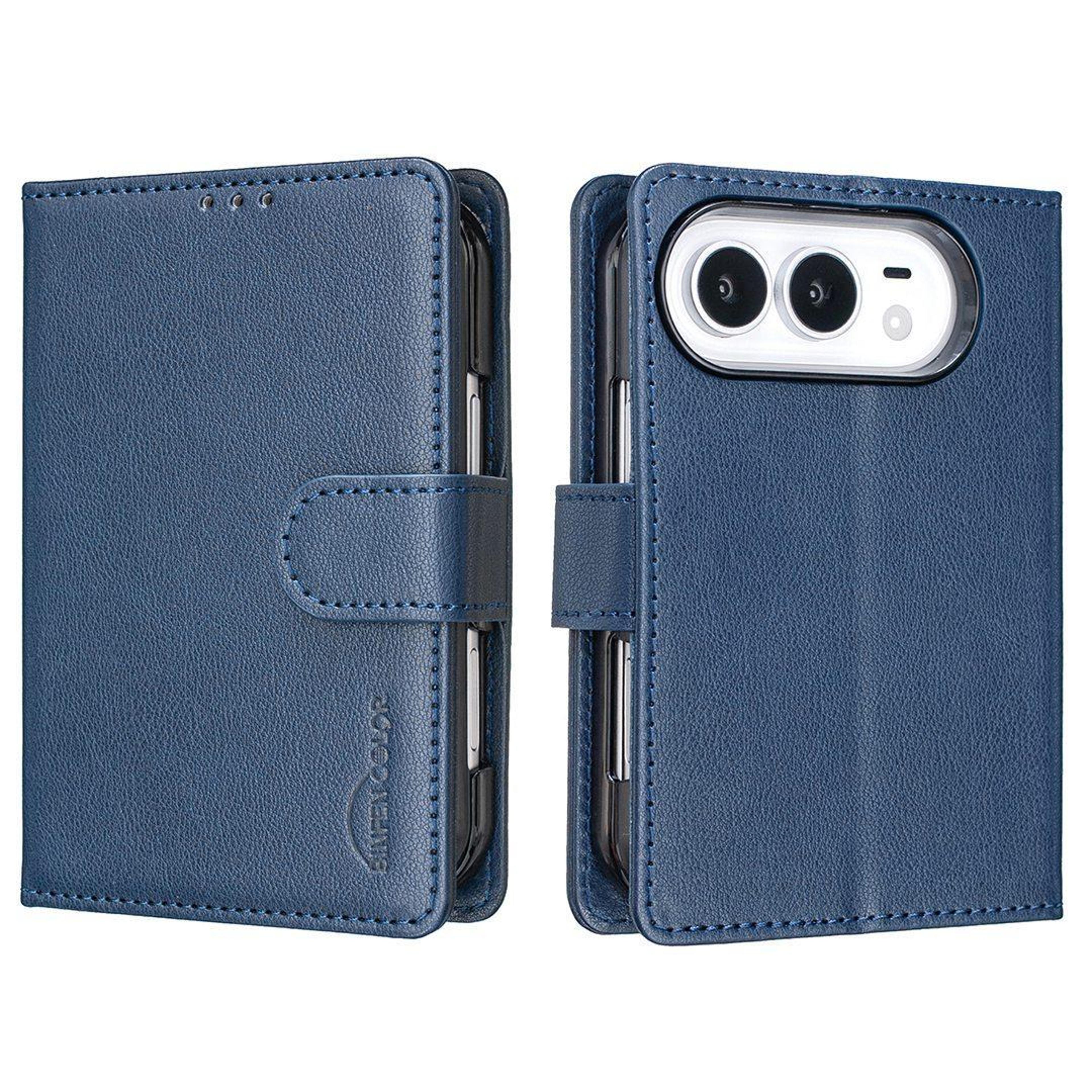 iphone duo rfid wallet case with card holder, litchi pu leather and kickstand