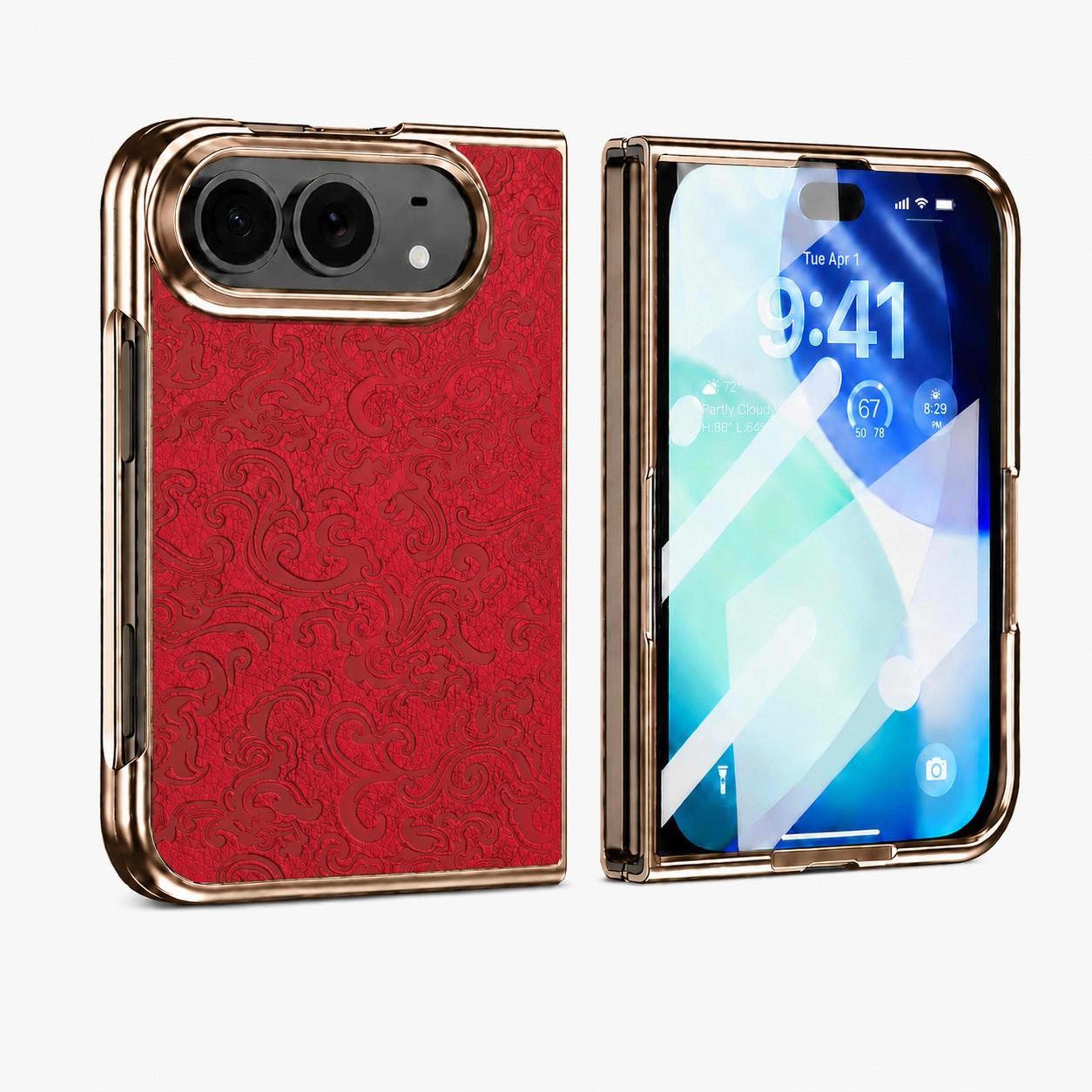 duo electroplated 3d embossed full-body phone case with built-in screen protector
