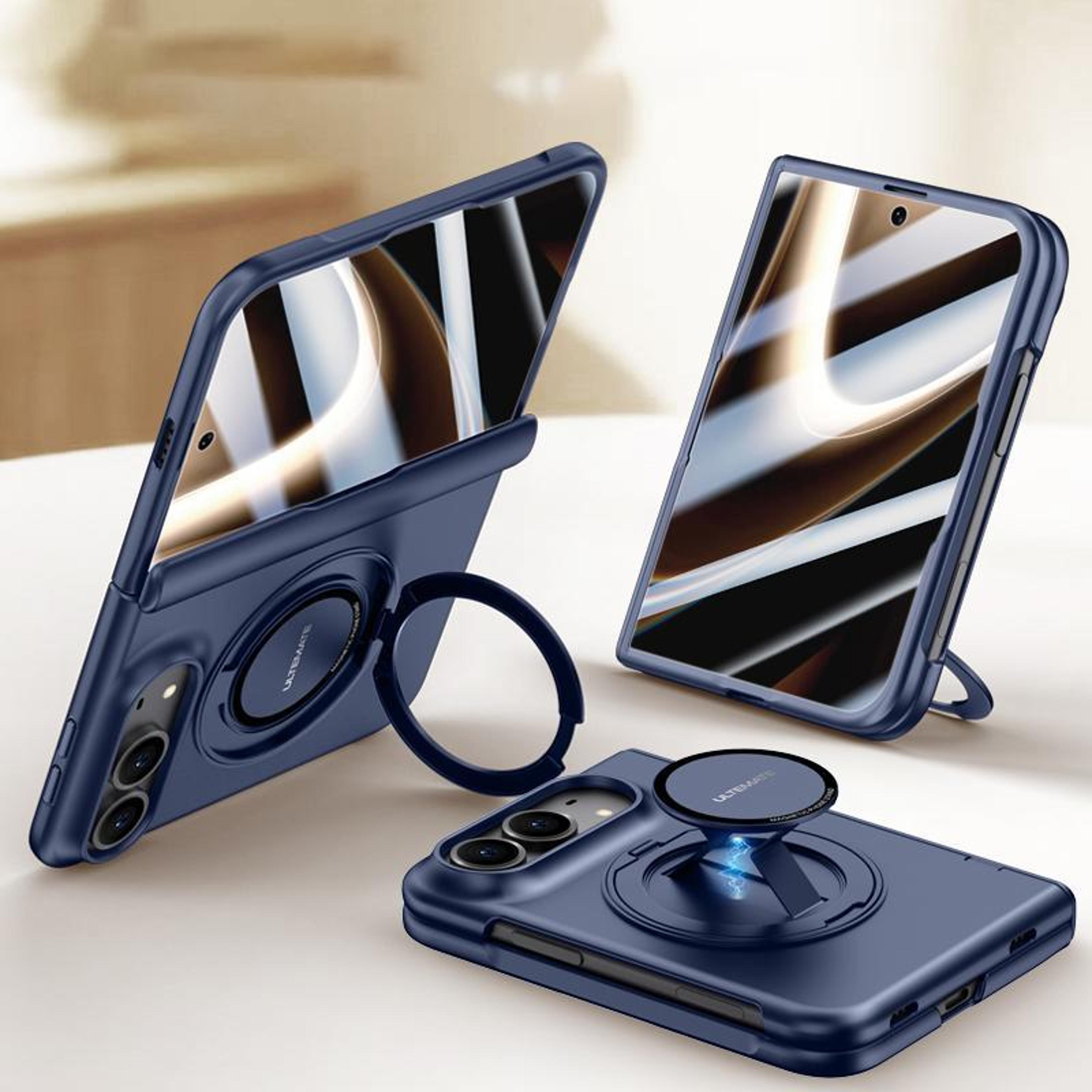 iphone duo magnetic full coverage phone case with screen protector wrist strap and ring stand