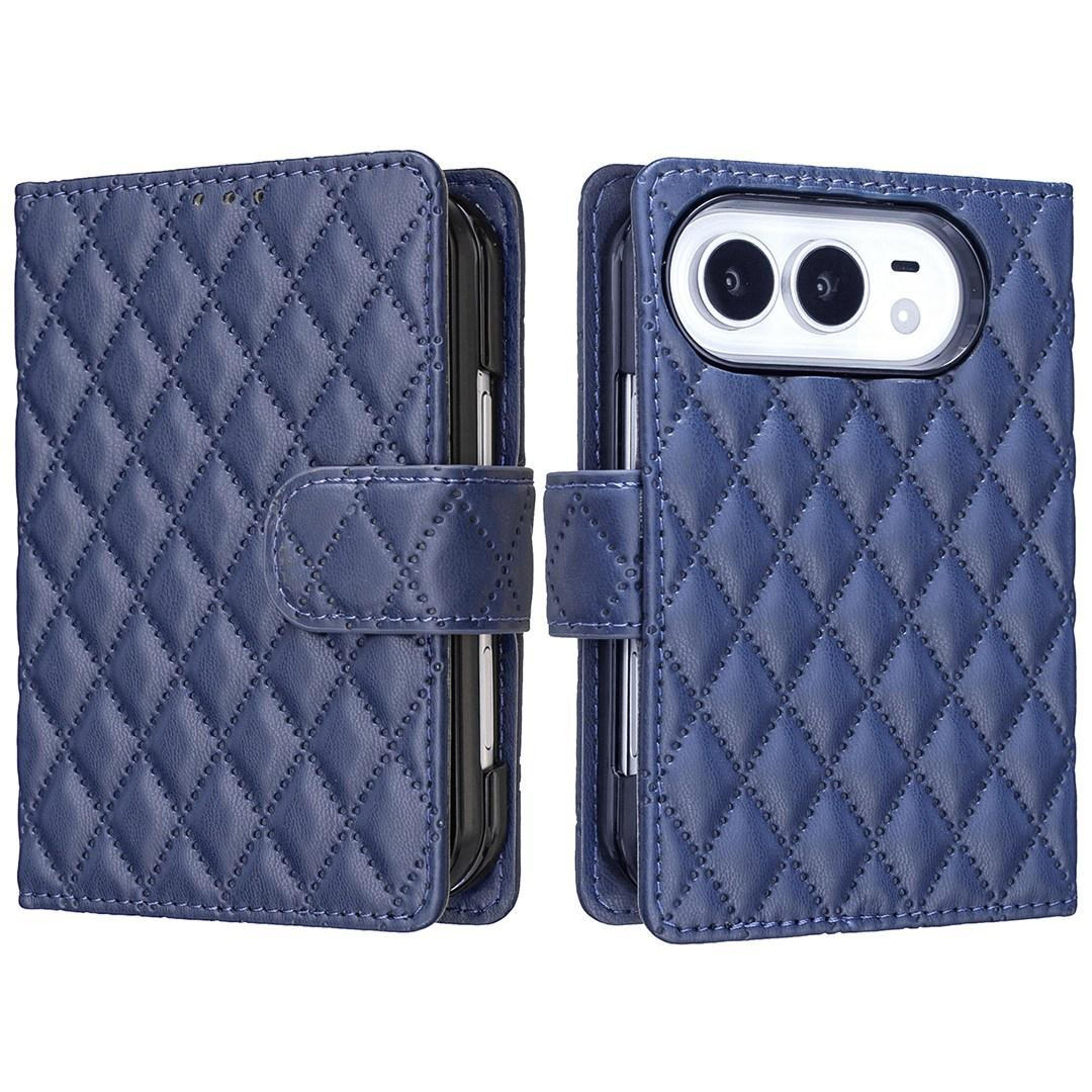 iphone duo diamond lattice wallet flip case with card slots and stand