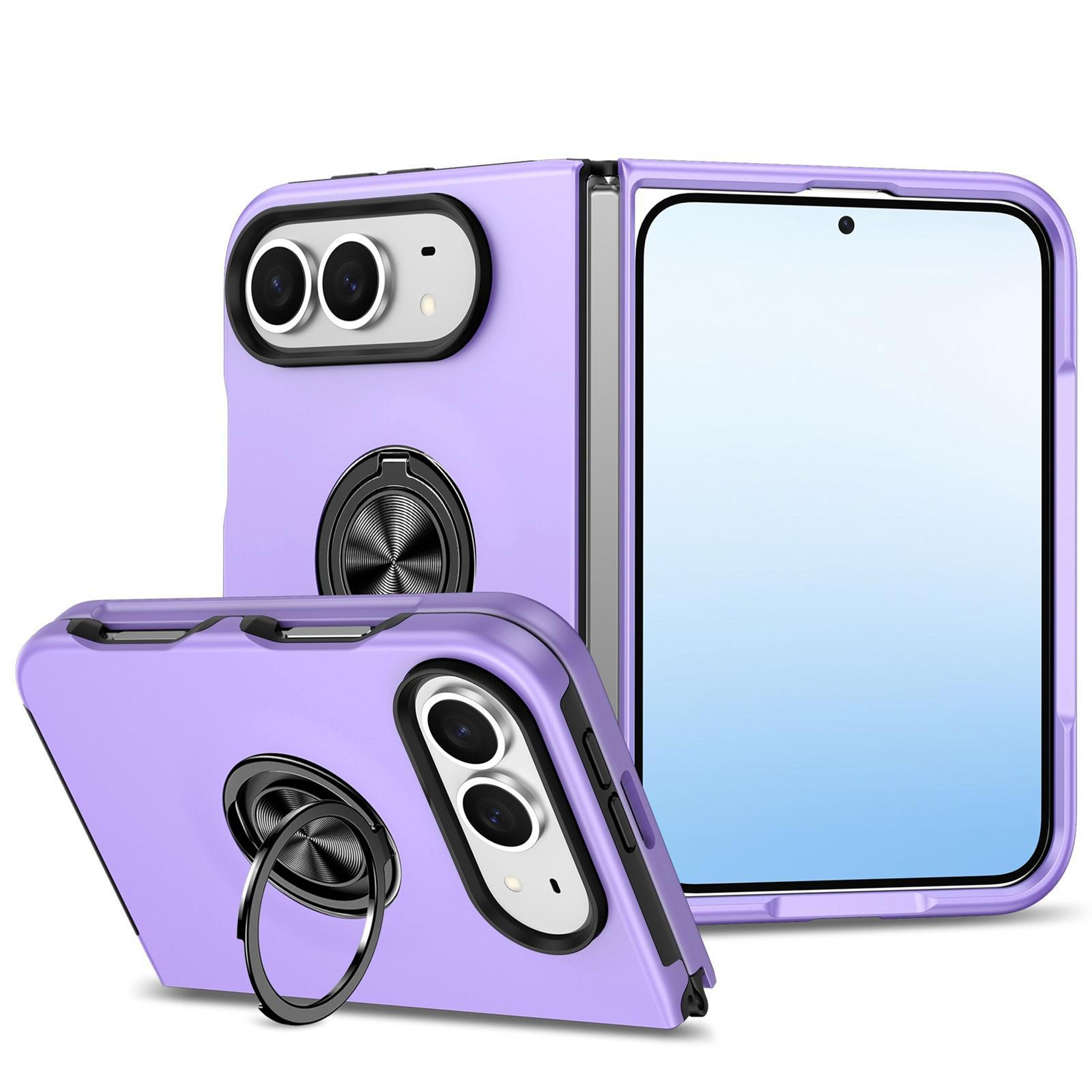 iphone duo pc tpu magnetic phone case with hidden 360 degree ring holder