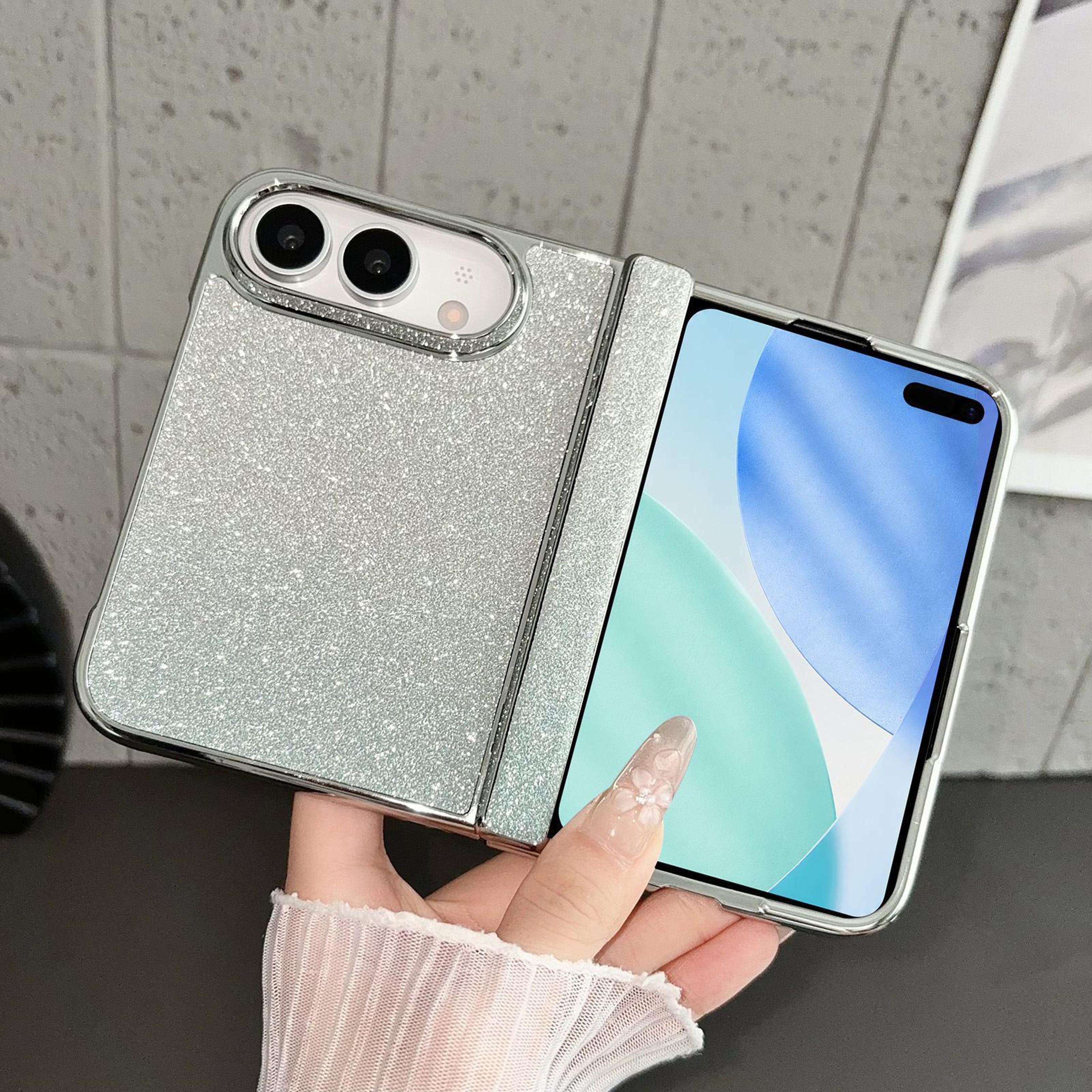 iphone duo gradient glitter hinge protection phone case