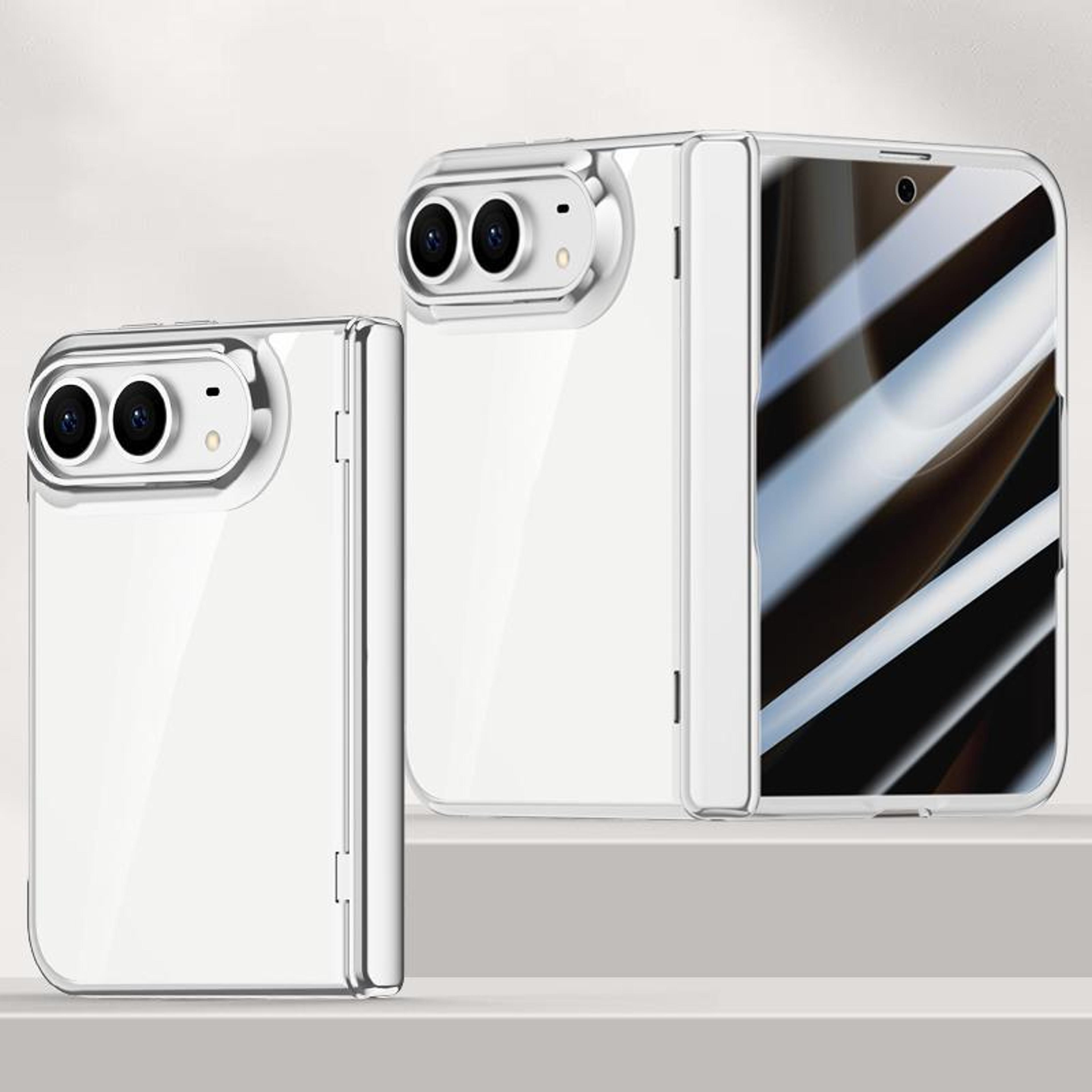 iphone duo foldable phone case with tempered glass screen protector and clear