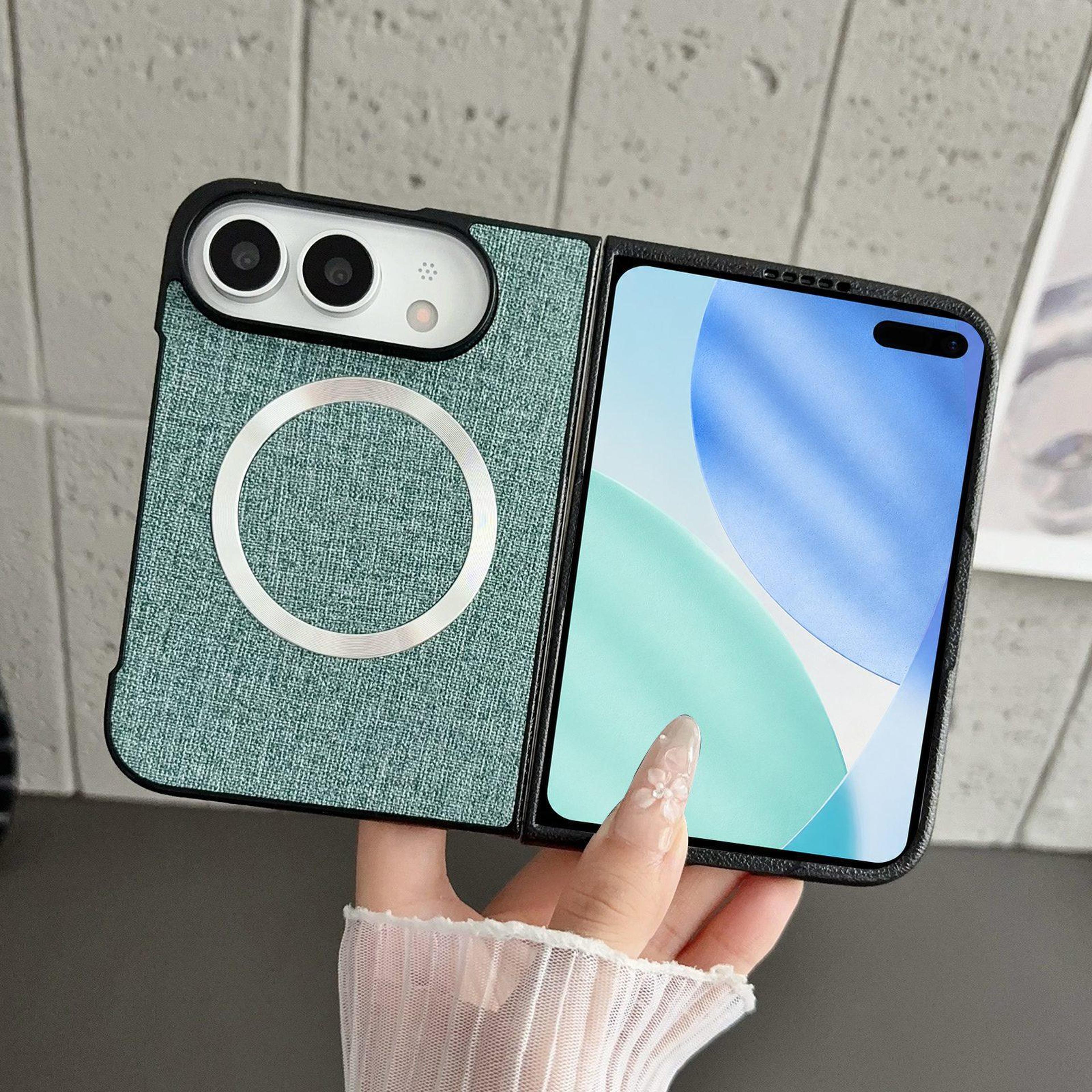 magnetic cloth texture phone case for iphone duo with wireless charging support
