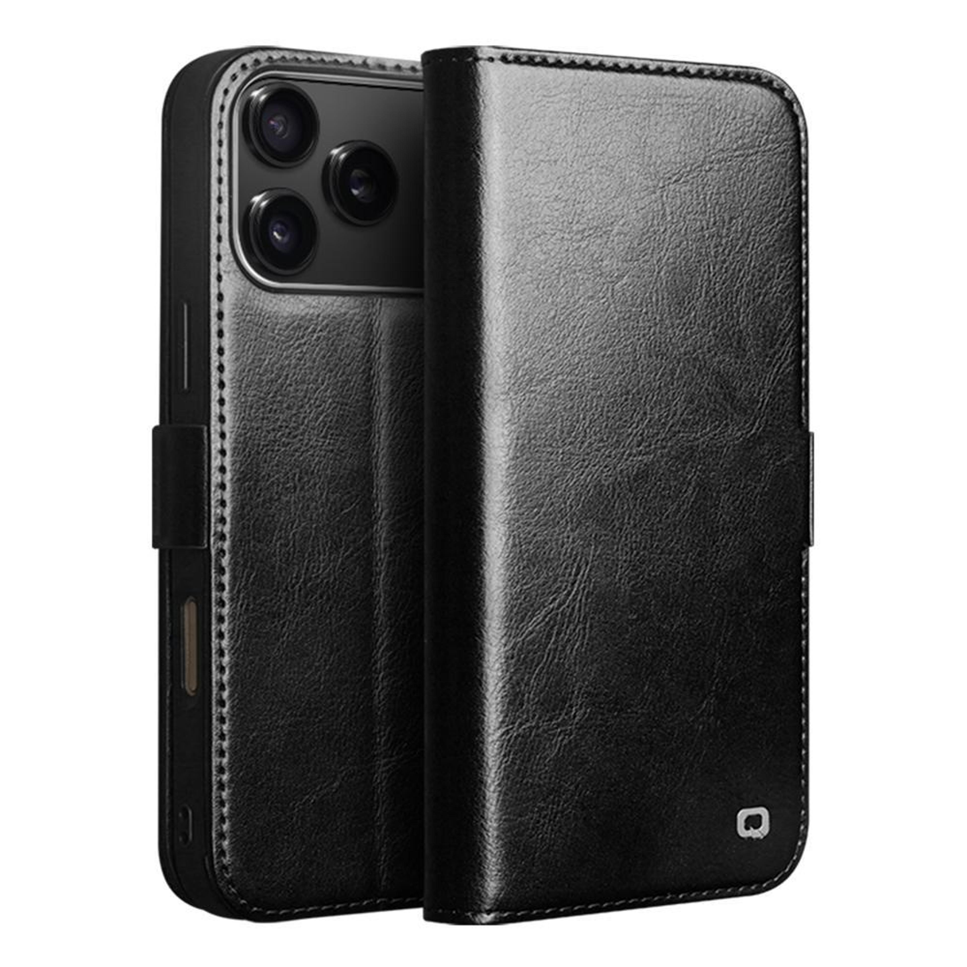iphone 18 pro genuine leather wallet case with card slots kickstand and magnetic clasp