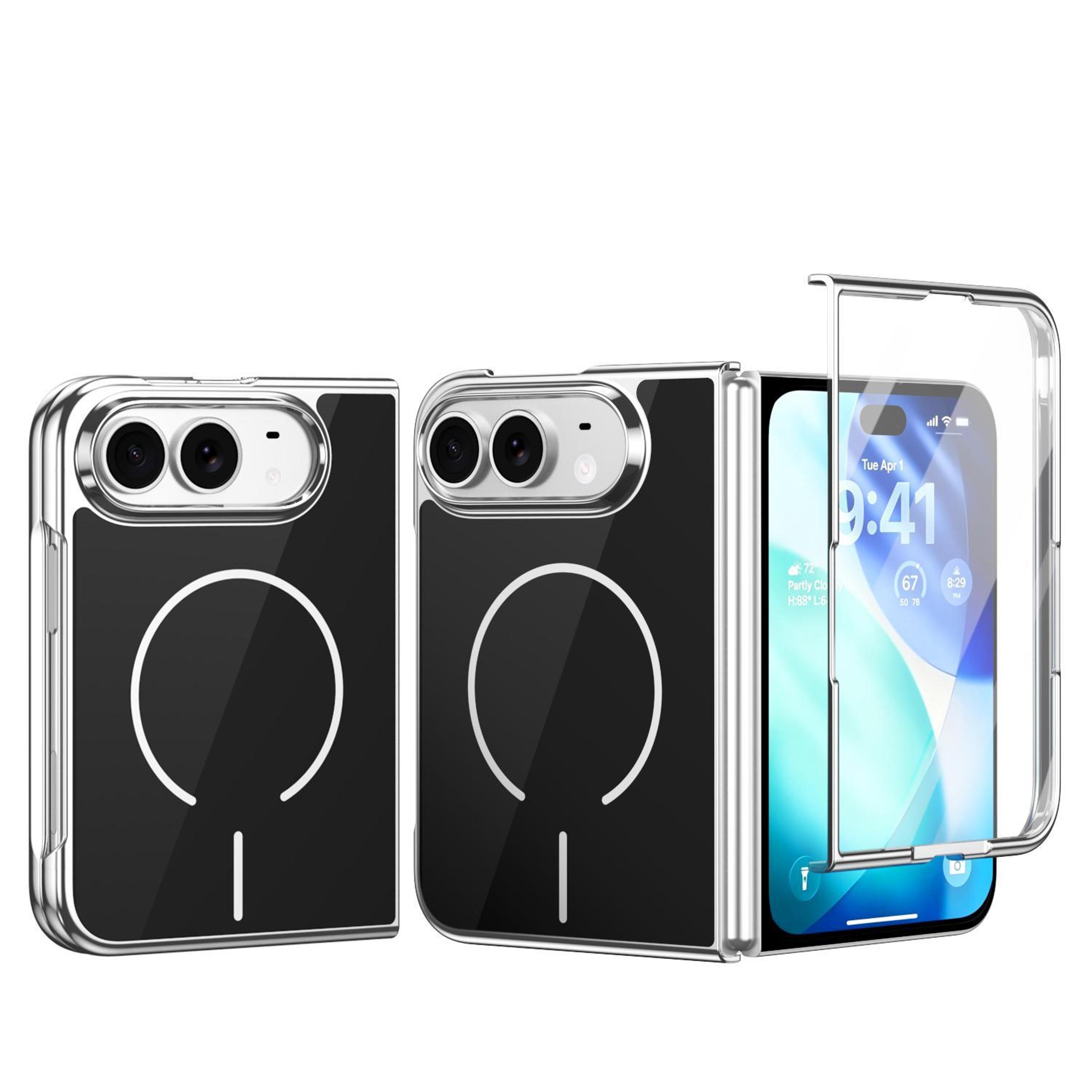 iphone duo magnetic phone case with glass and pc scratch-resistant protection