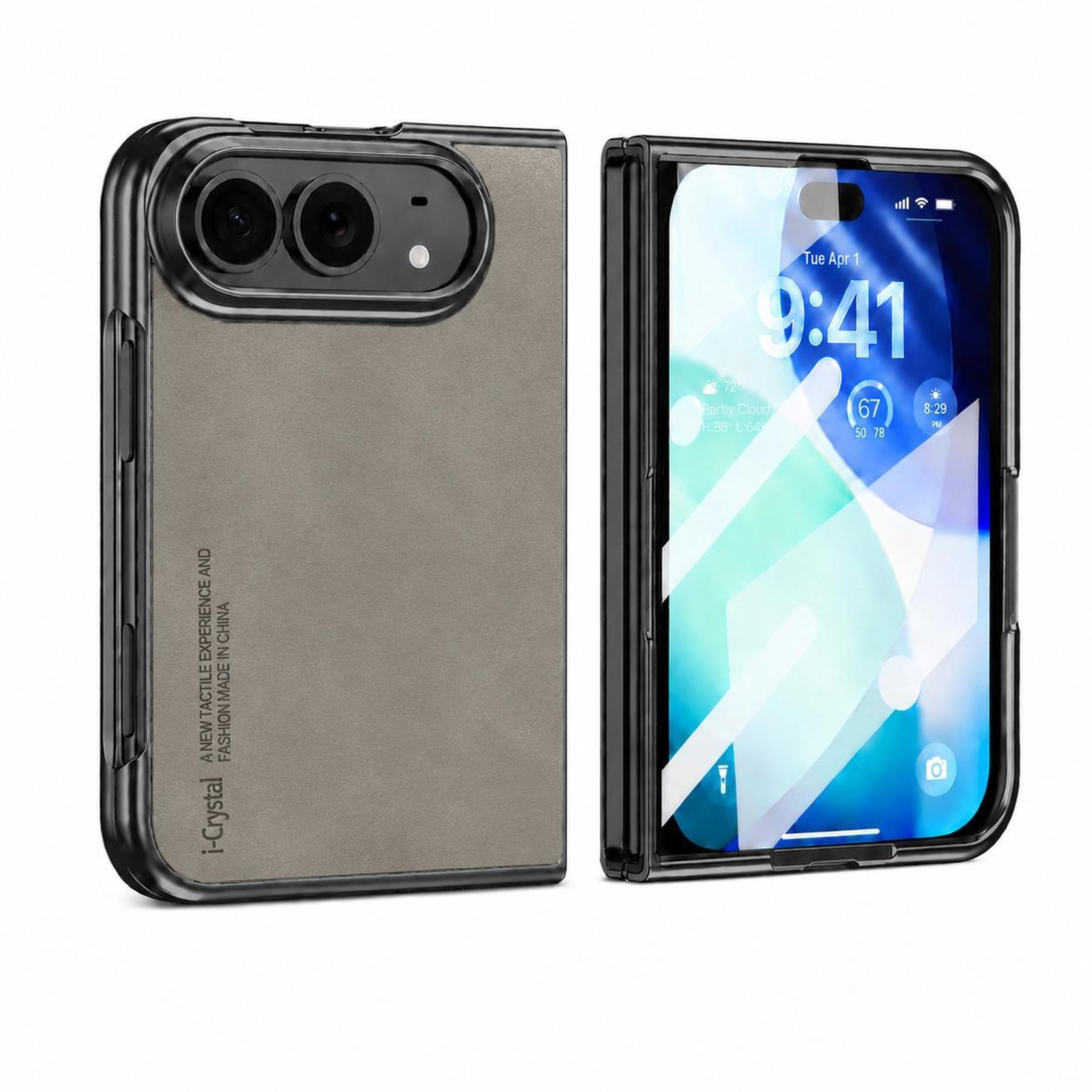 iphone duo vegan leather case with built-in screen protector and shock-absorbing frame