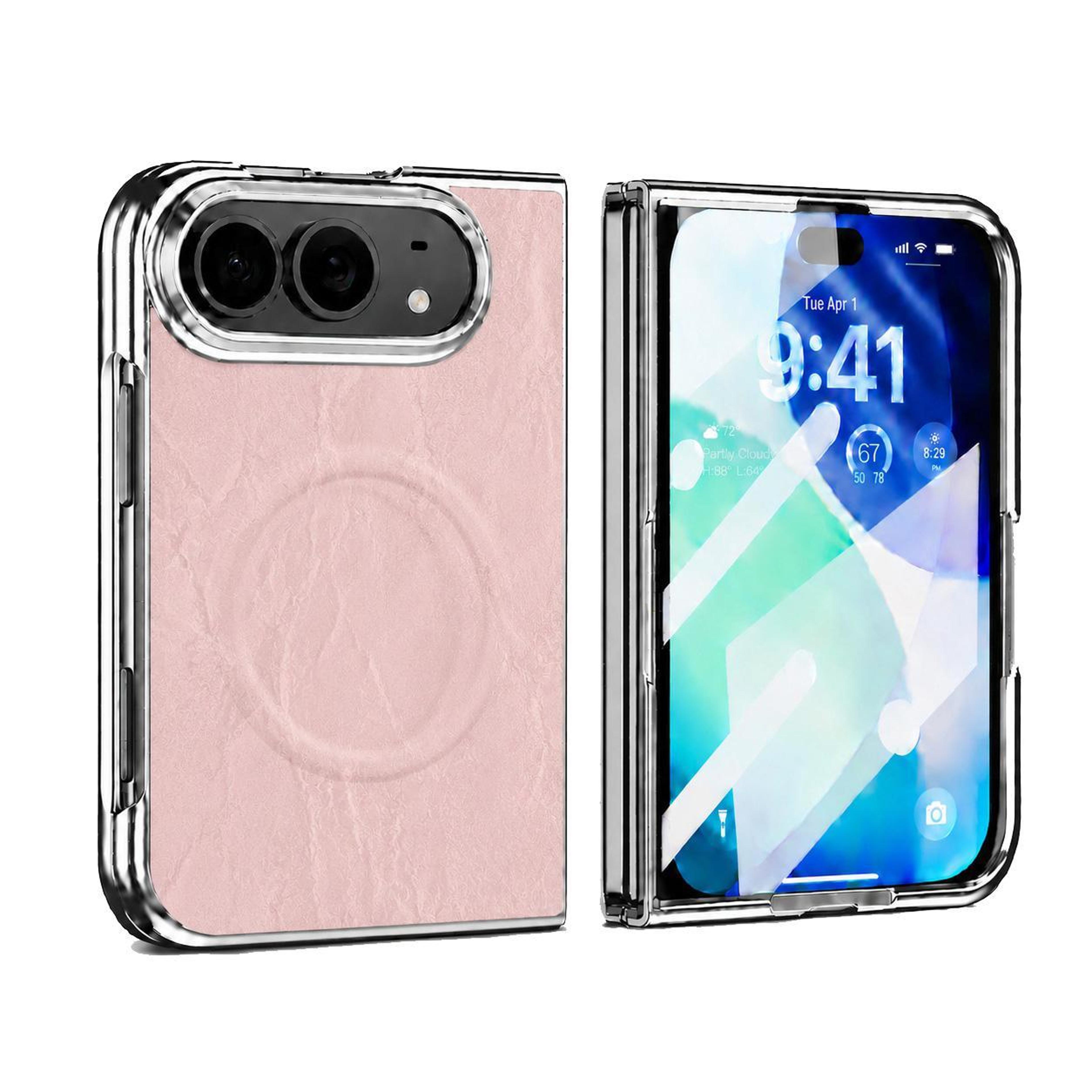 iphone duo magnetic phone case with snow mountain texture and integrated screen protector