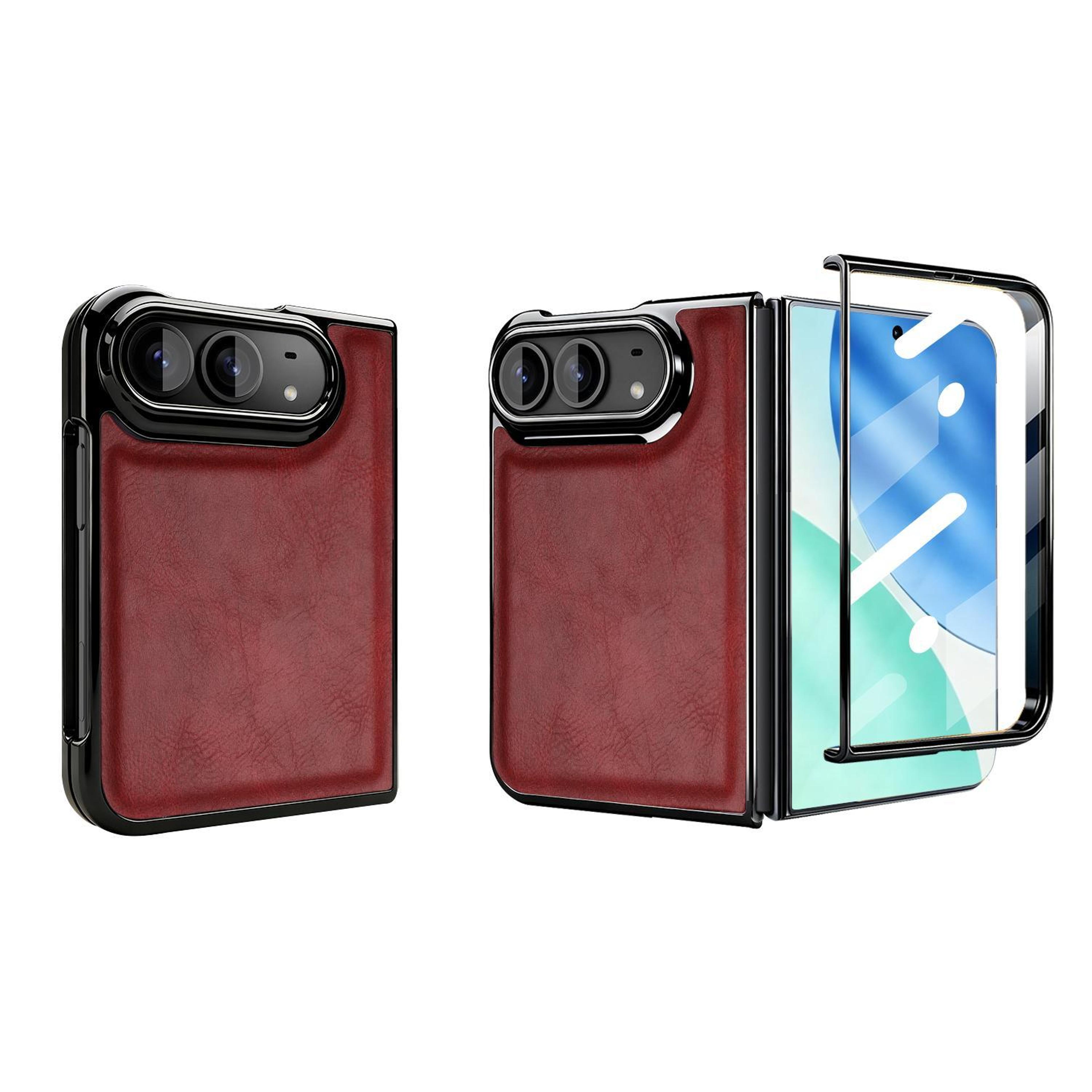 iphone duo crazy horse texture pu leather protective phone case
