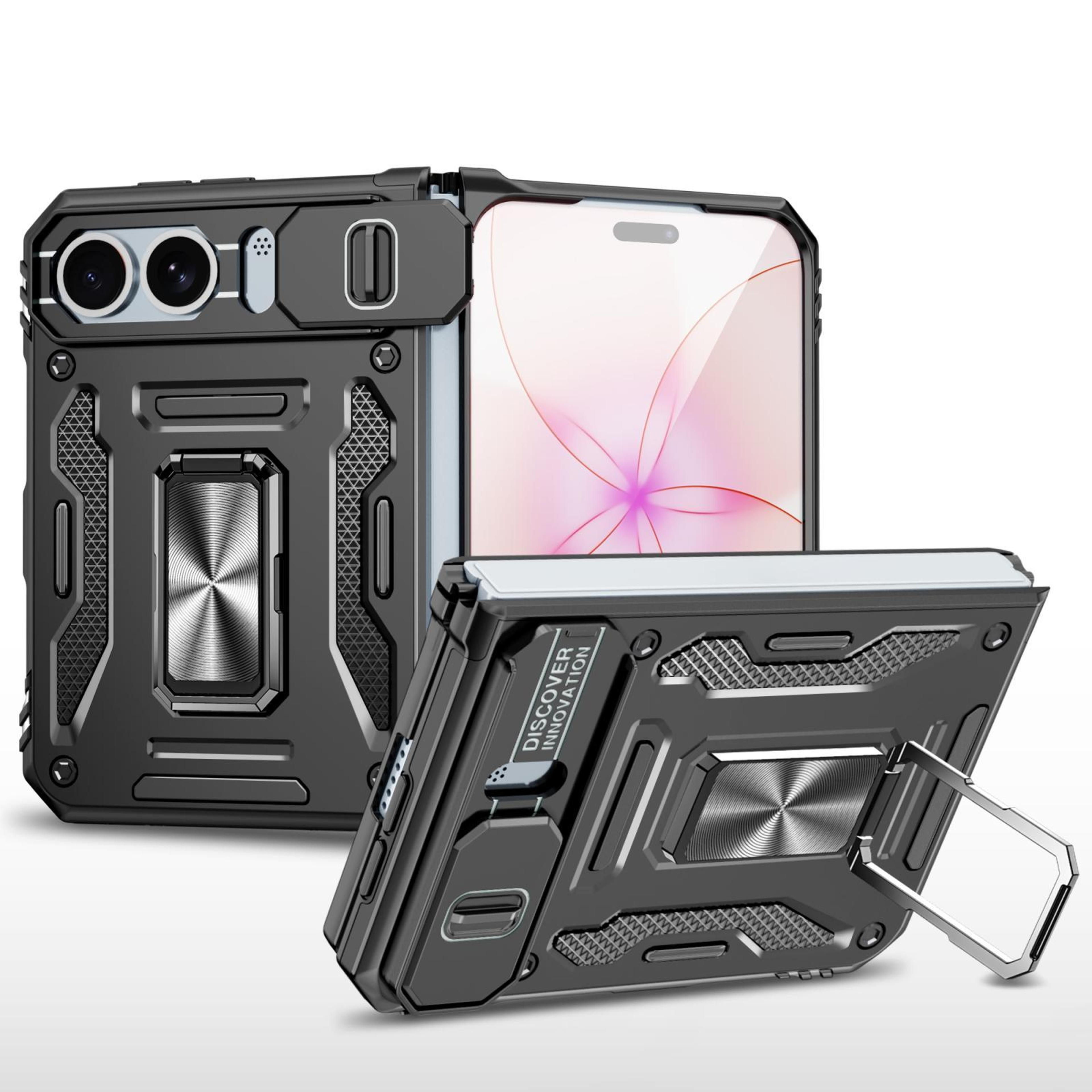iphone duo armor hybrid tpu pc case with camera shield and rotating ring stand