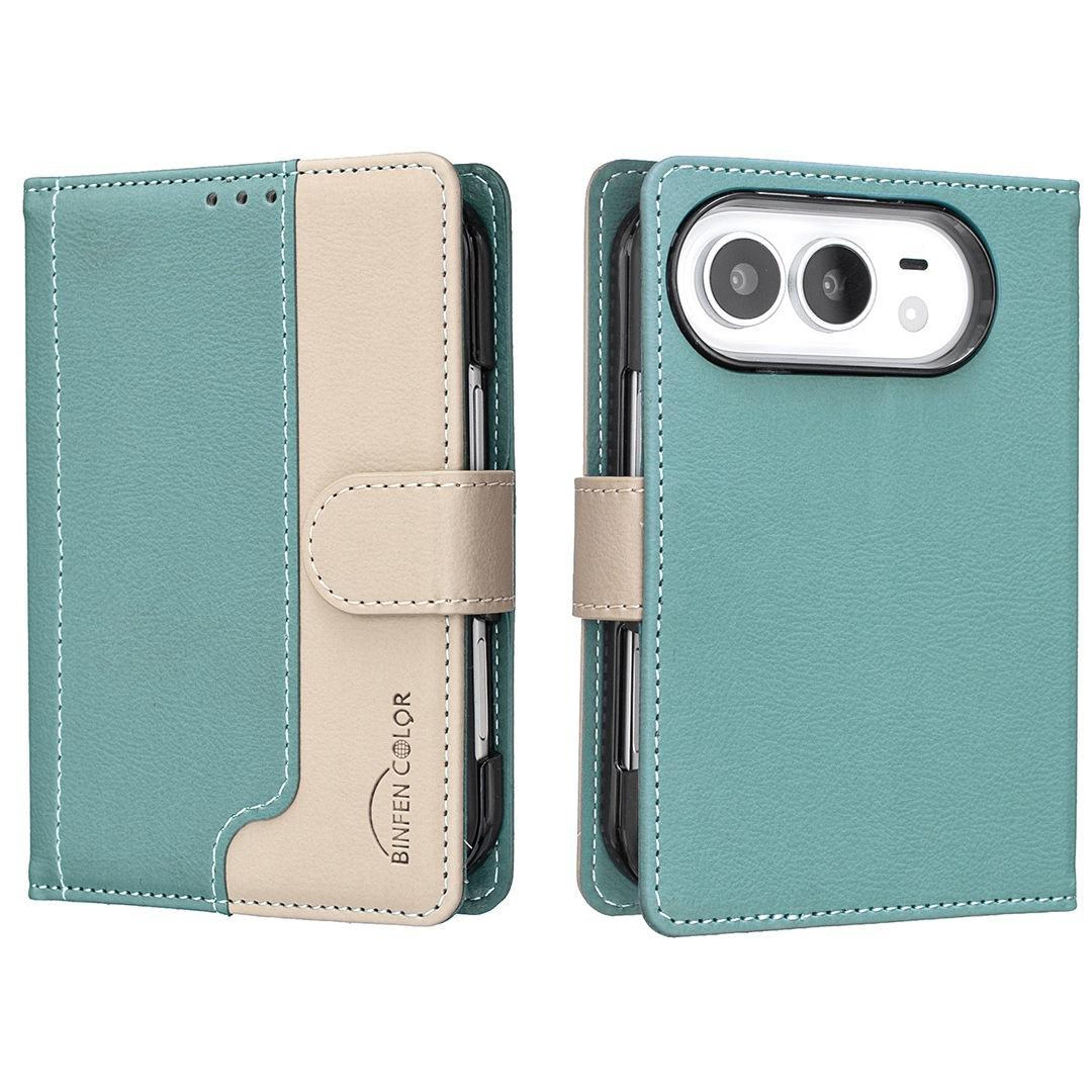 iphone duo rfid blocking pu leather wallet case with card slots and kickstand