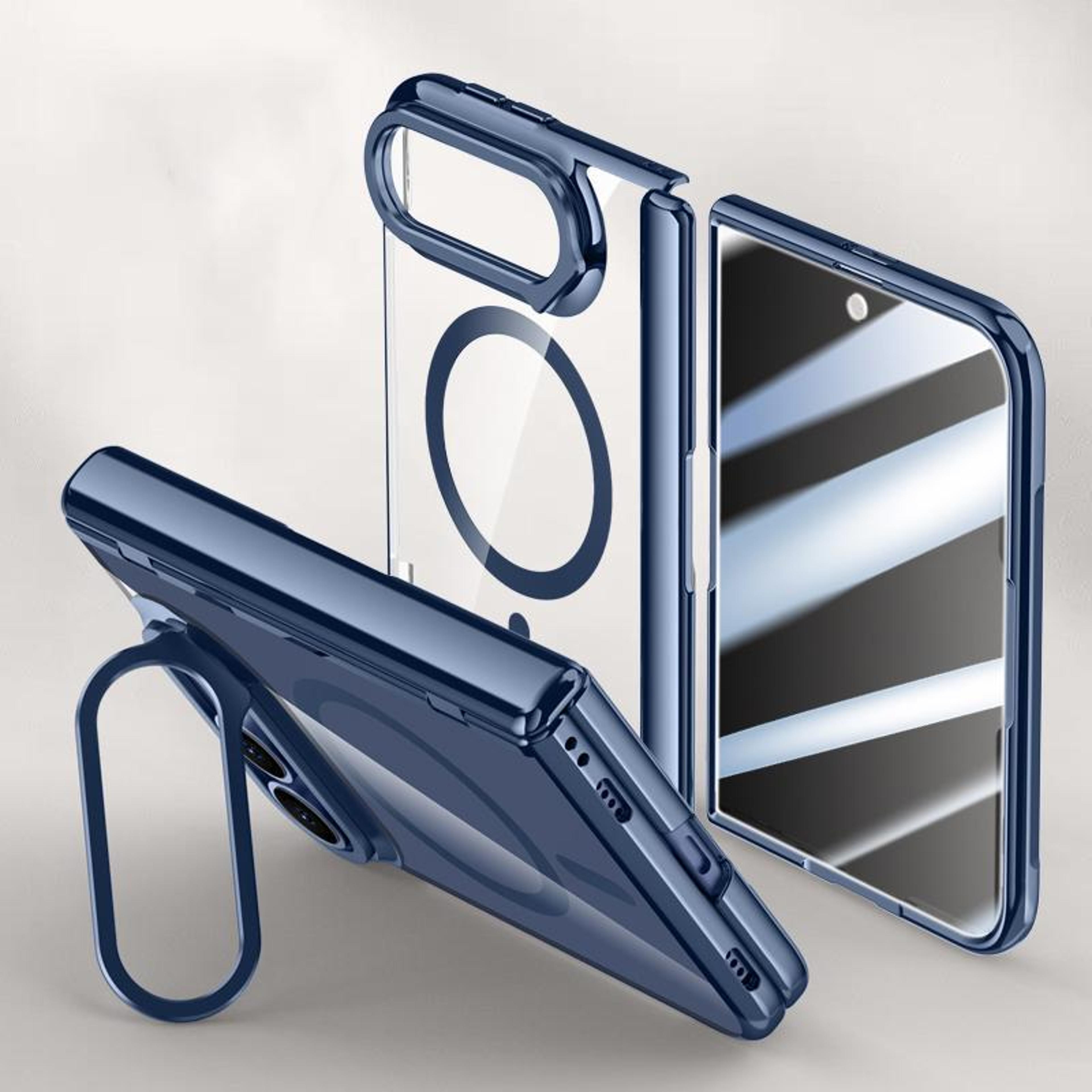 iphone duo magnetic phone case with screen protector rotating camera stand and clear back