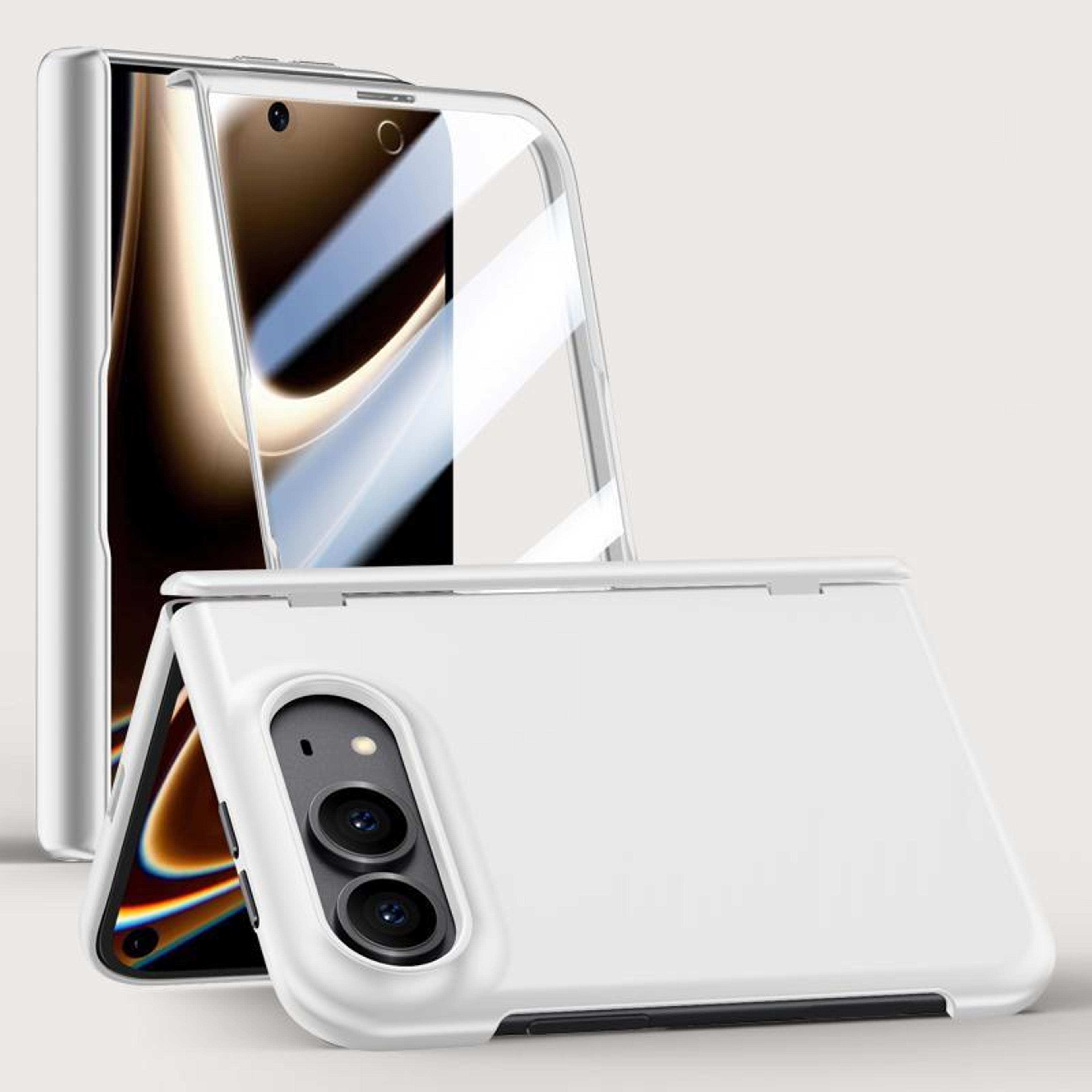 iphone duo foldable case with tempered glass screen protector and skin-feel back panel