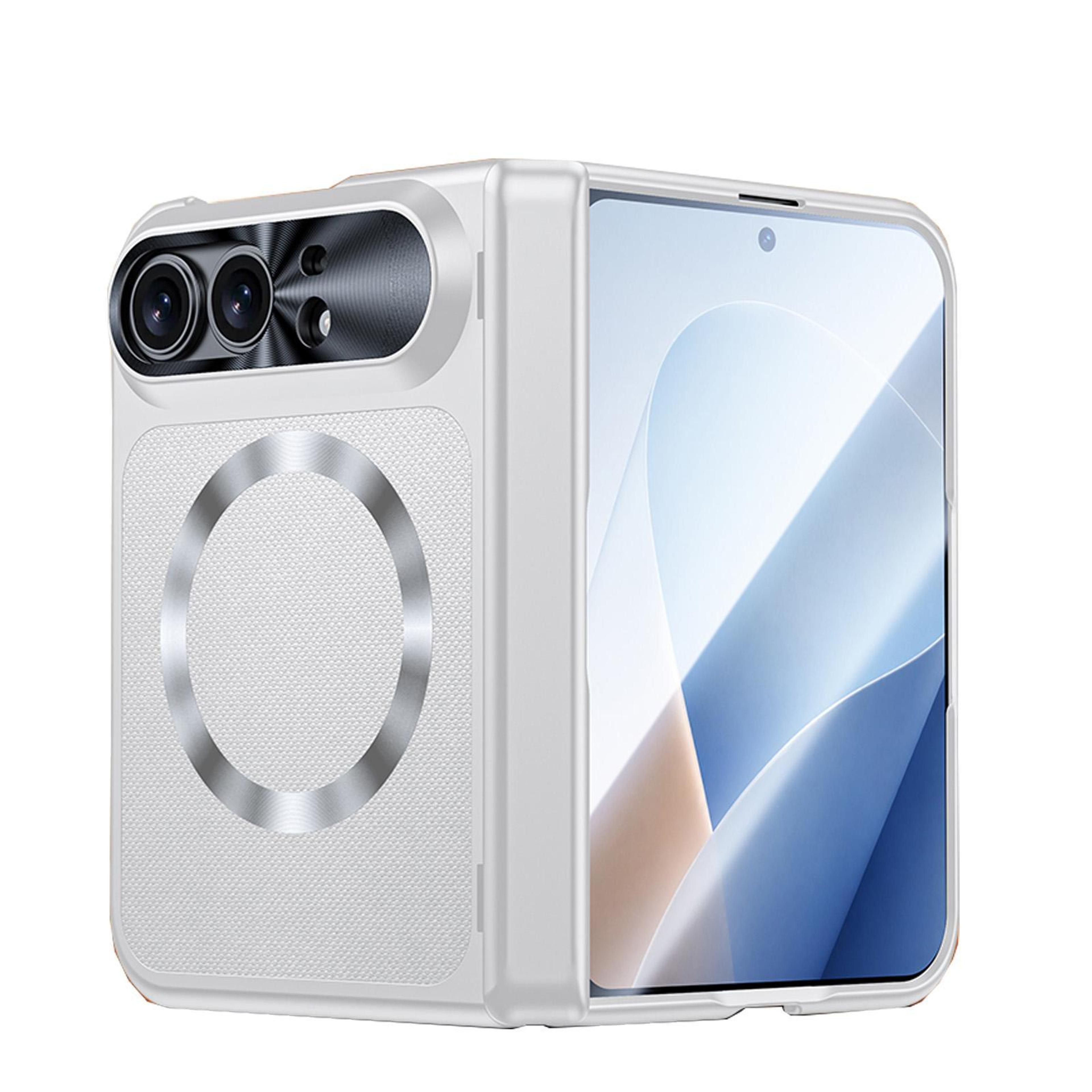 iphone duo magnetic spring hinge leather-textured coated phone case