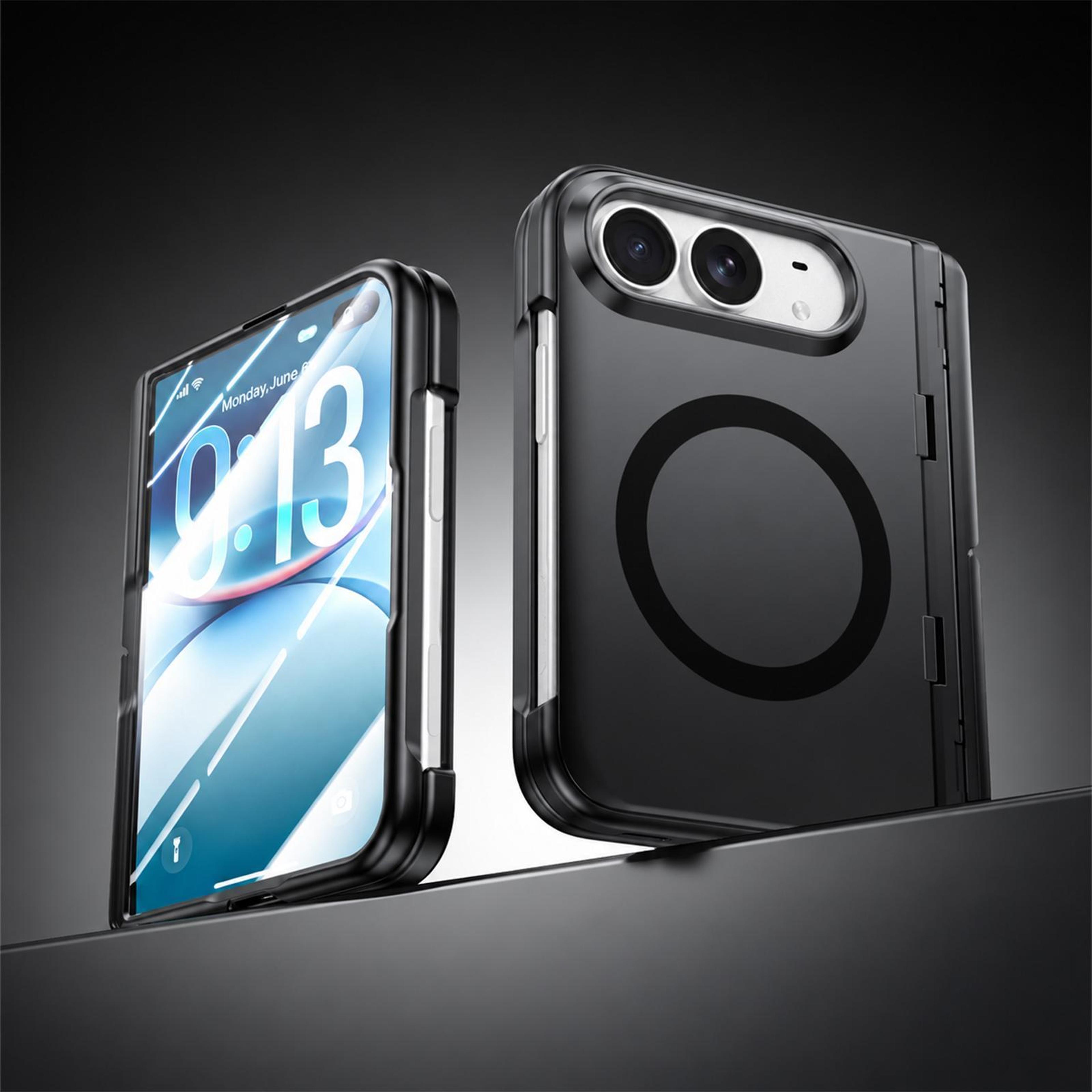 magnetic iphone duo case with hinge protection built-in screen protector and kickstand