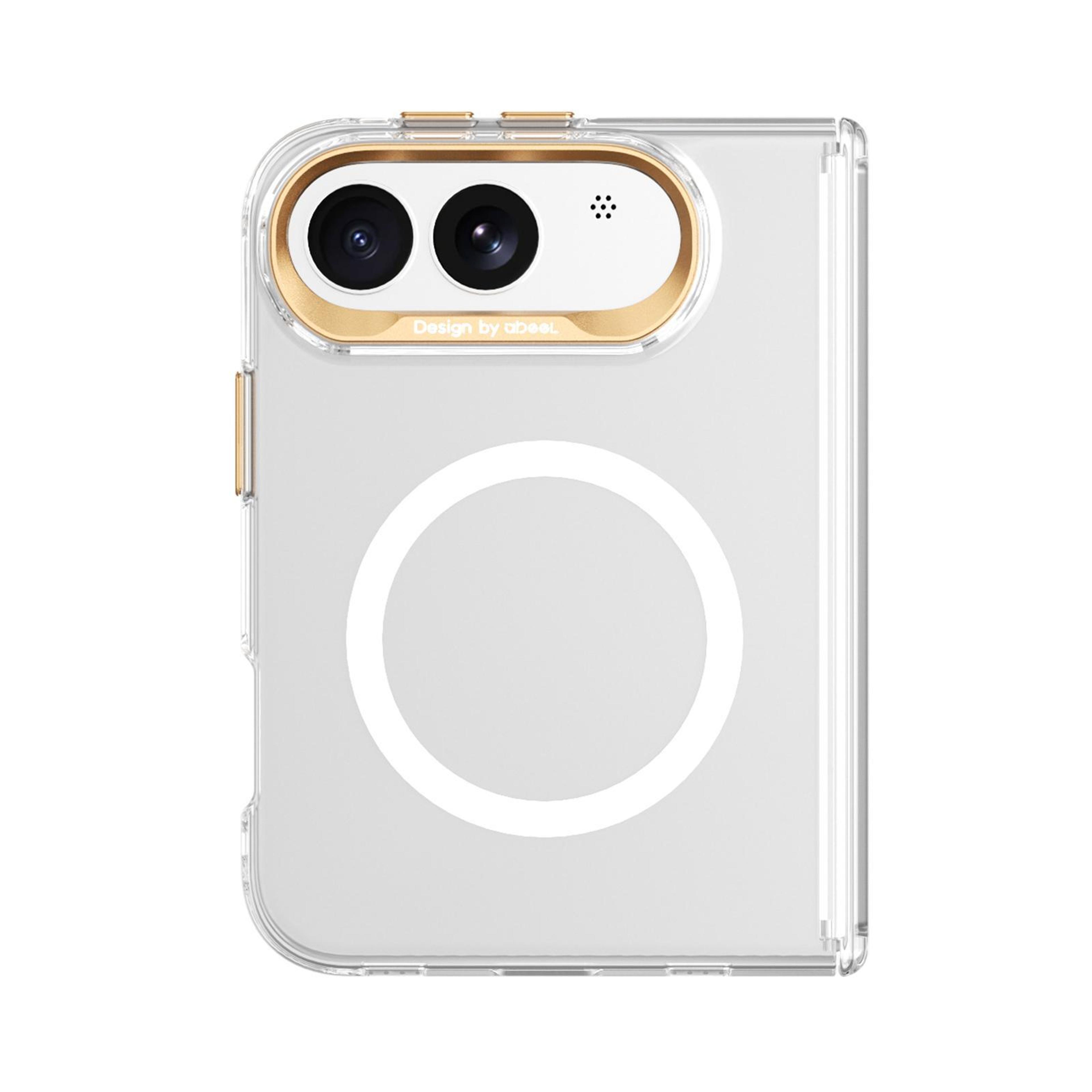 iphone duo transparent magnetic pc phone case with white finish