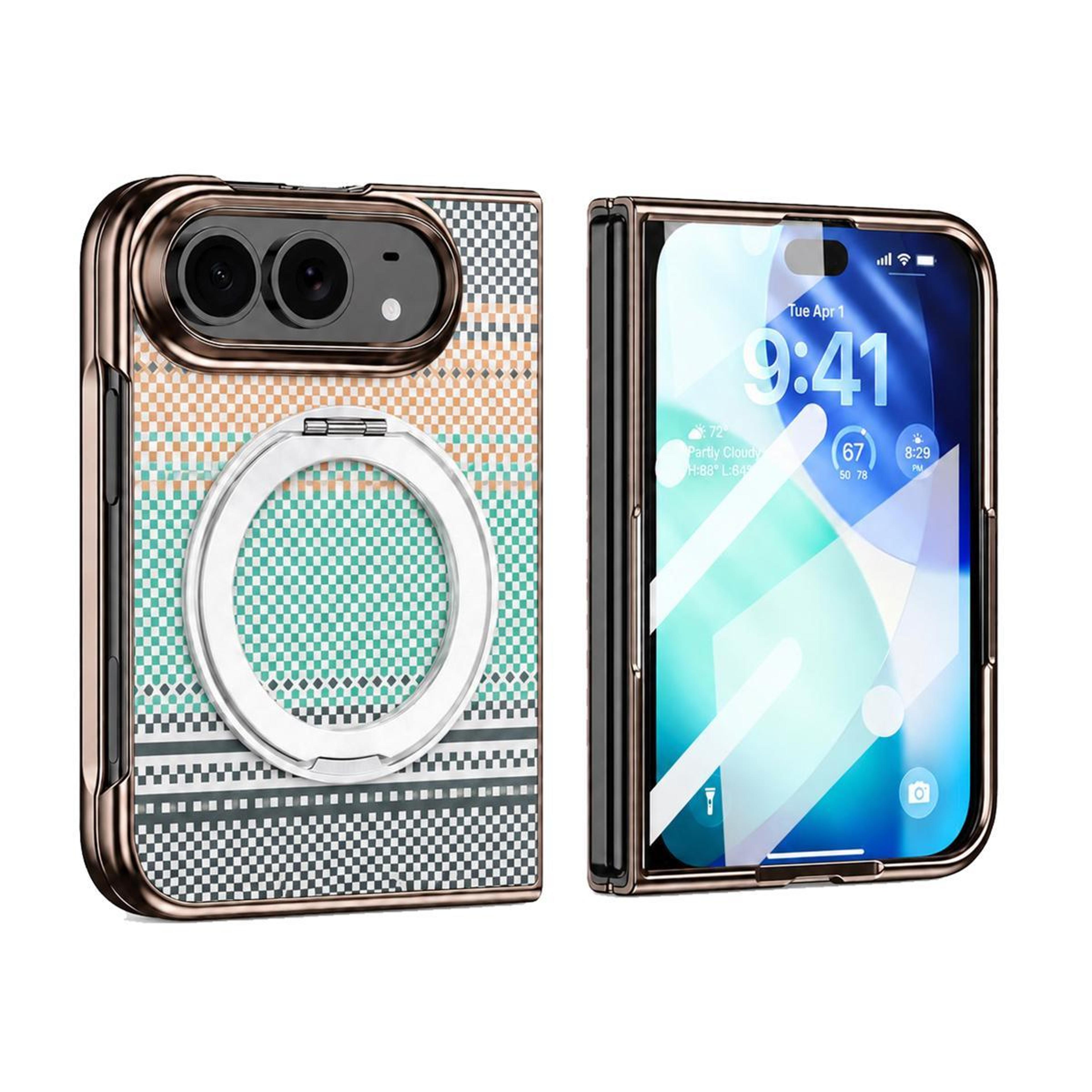 iphone duo kevlar texture 360 kickstand magnetic phone case with screen protector