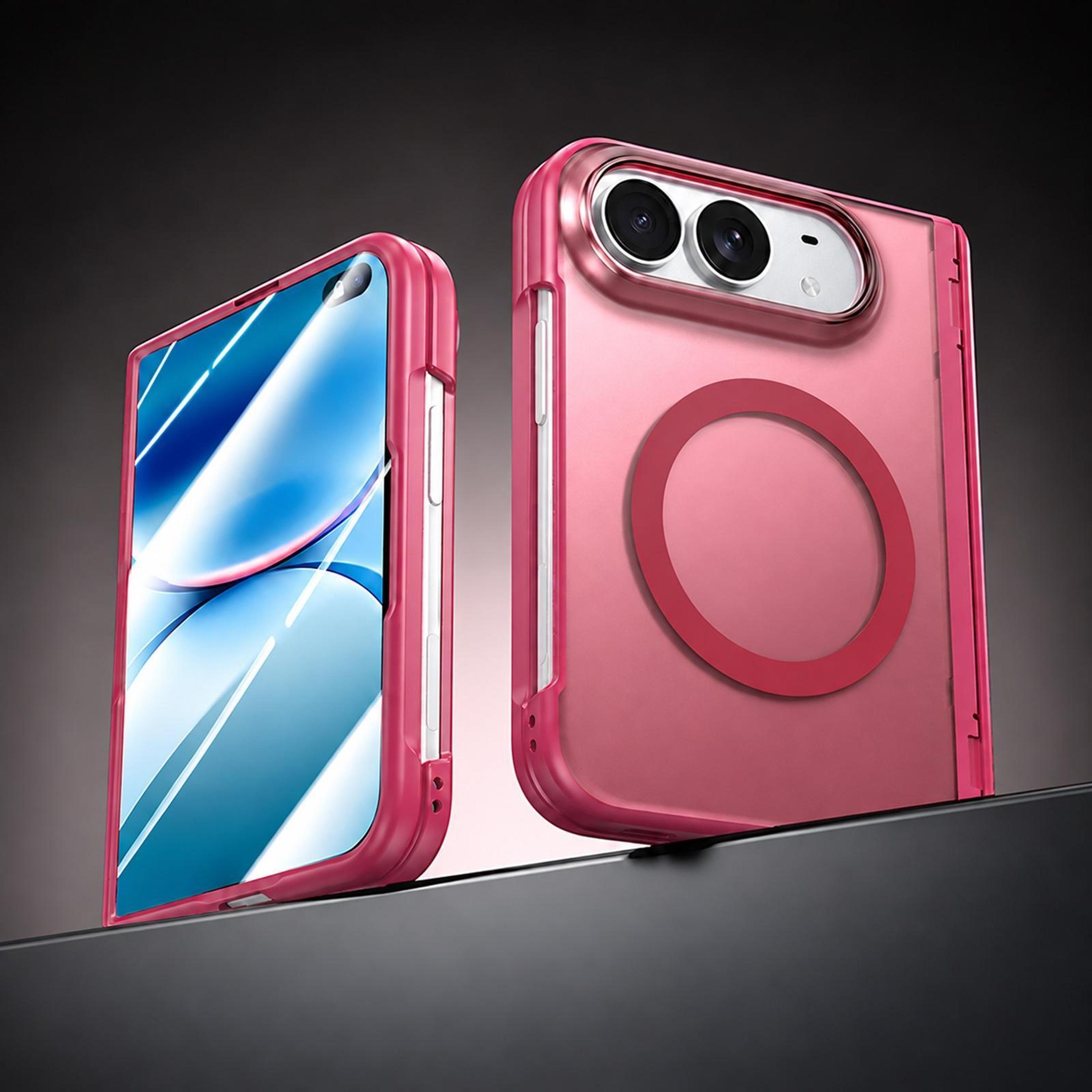iphone duo magnetic foldable phone case with hinge protection and tempered glass screen protector
