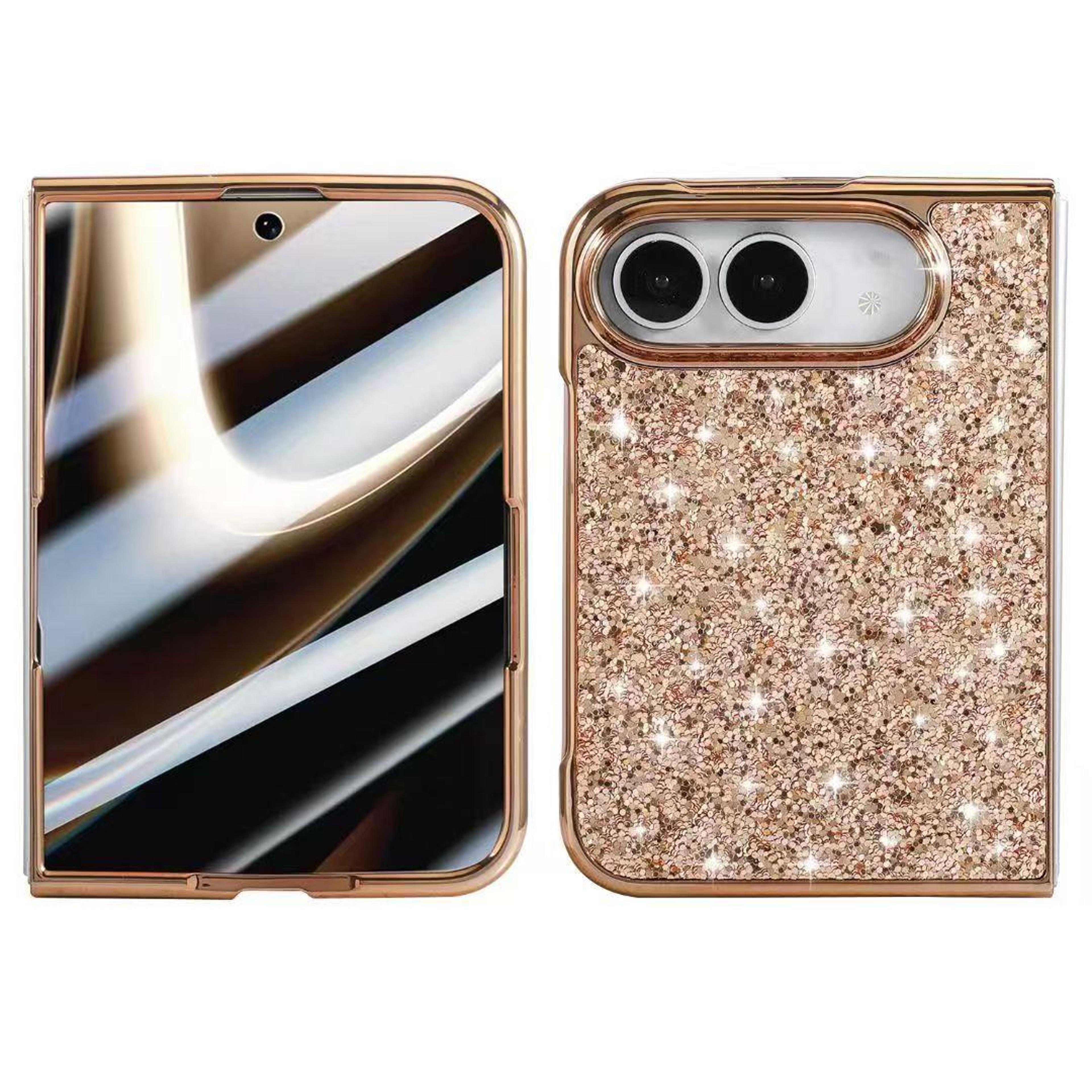 iphone duo glitter pc tpu phone case with electroplated design