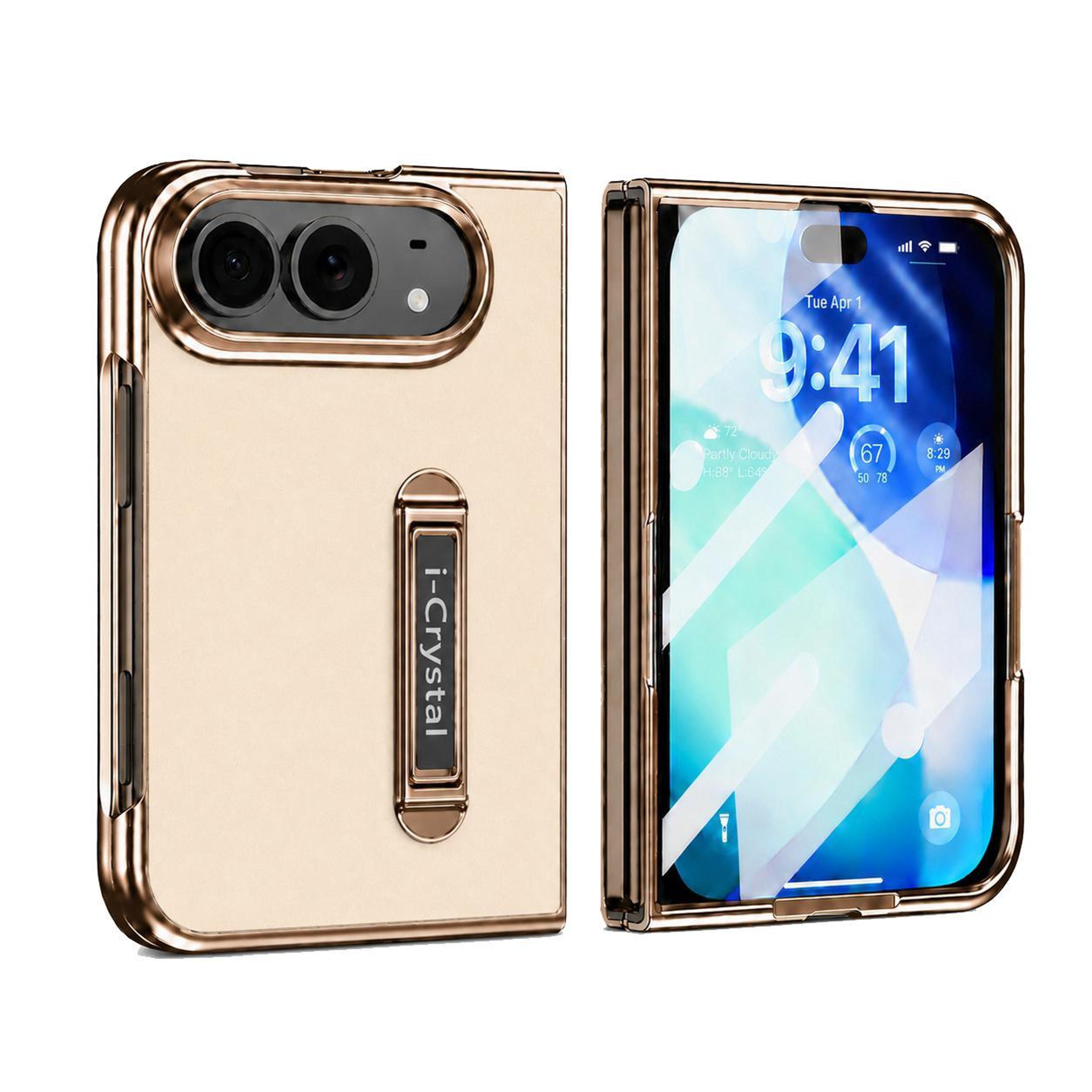 iphone duo vegan leather case with hidden kickstand and built-in screen protector