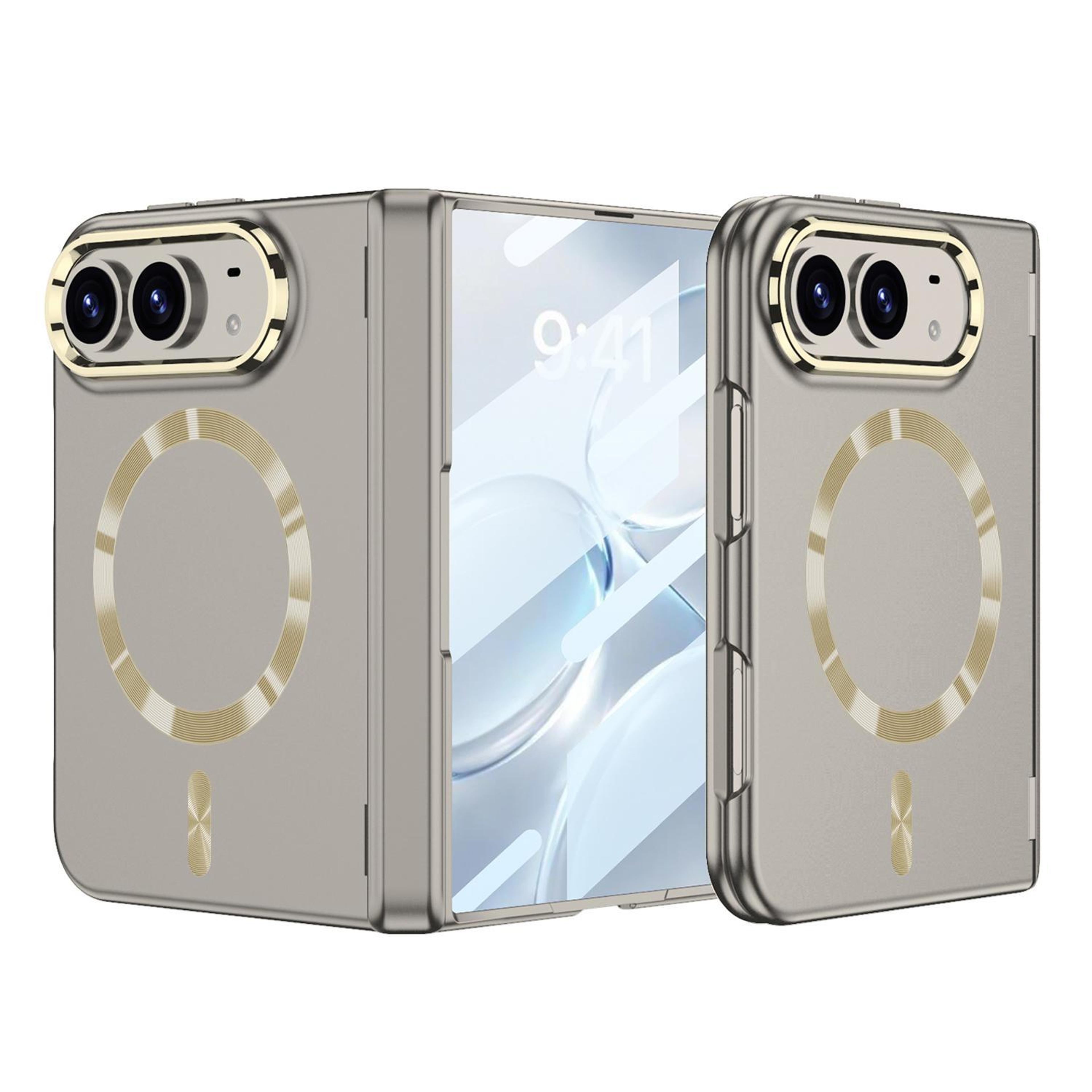 magnetic folding hinge full coverage iphone duo case with integrated screen protector