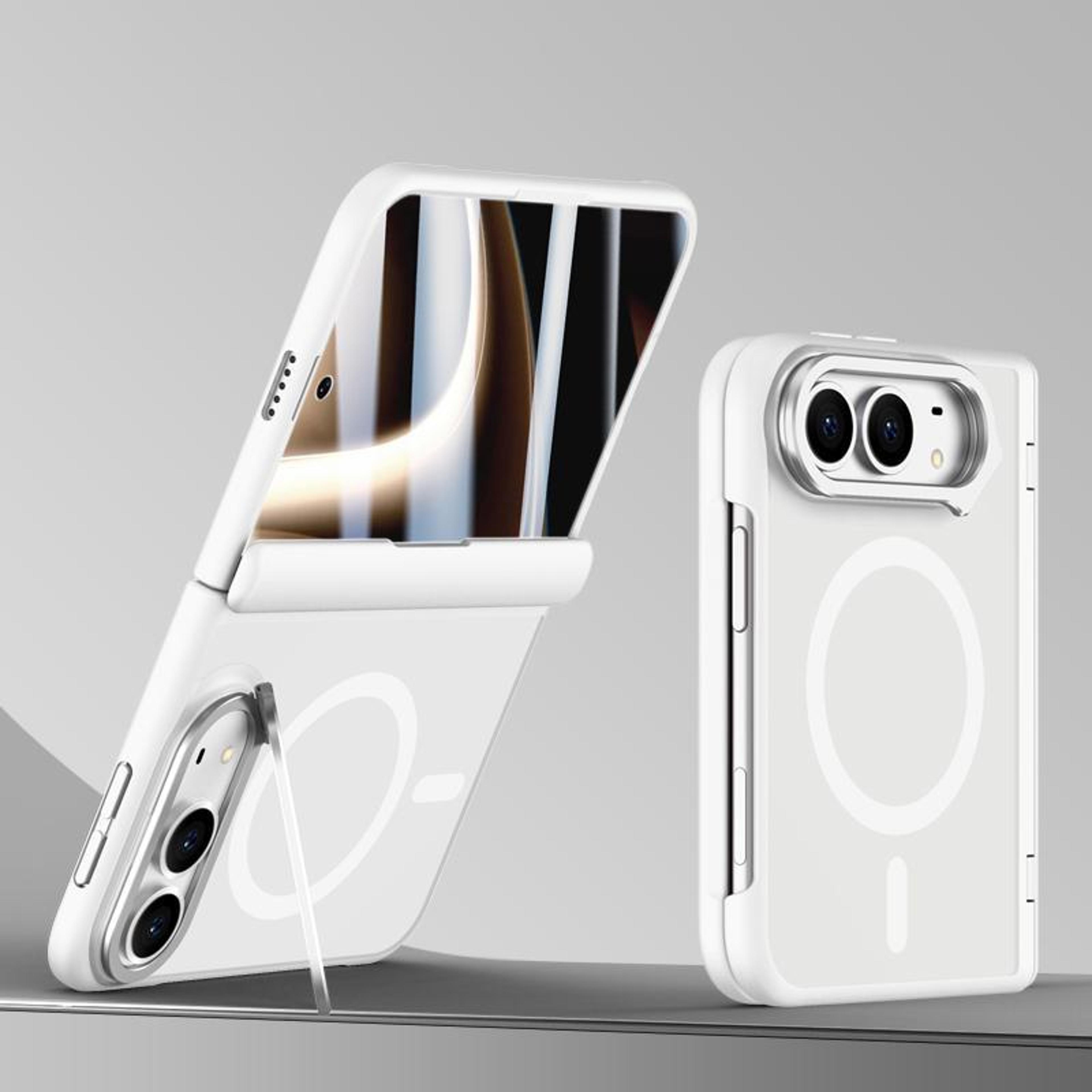 iphone duo magnetic full coverage phone case with tempered glass screen protector and rotating camera stand