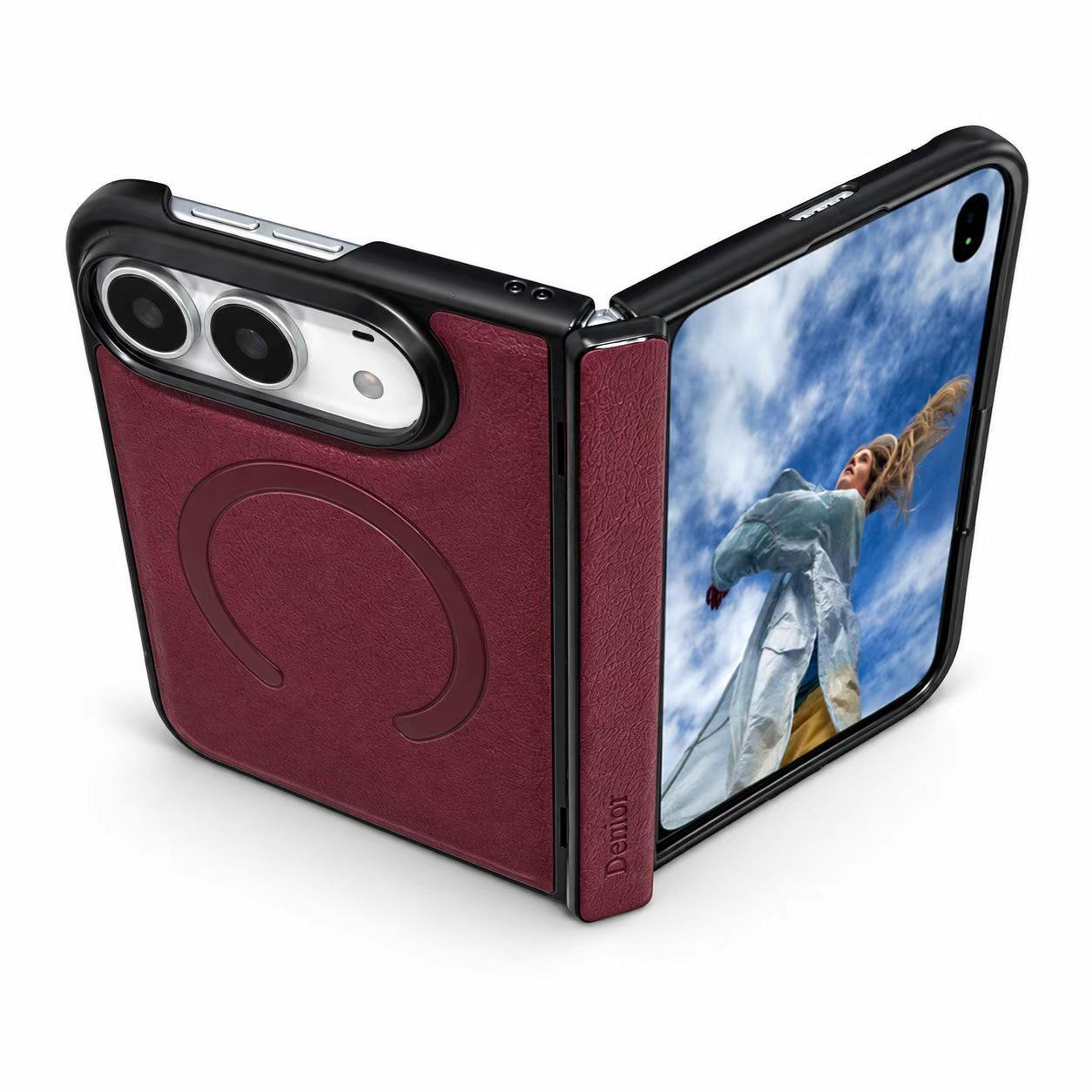 iphone duo magnetic vegan leather phone case with hinge protection