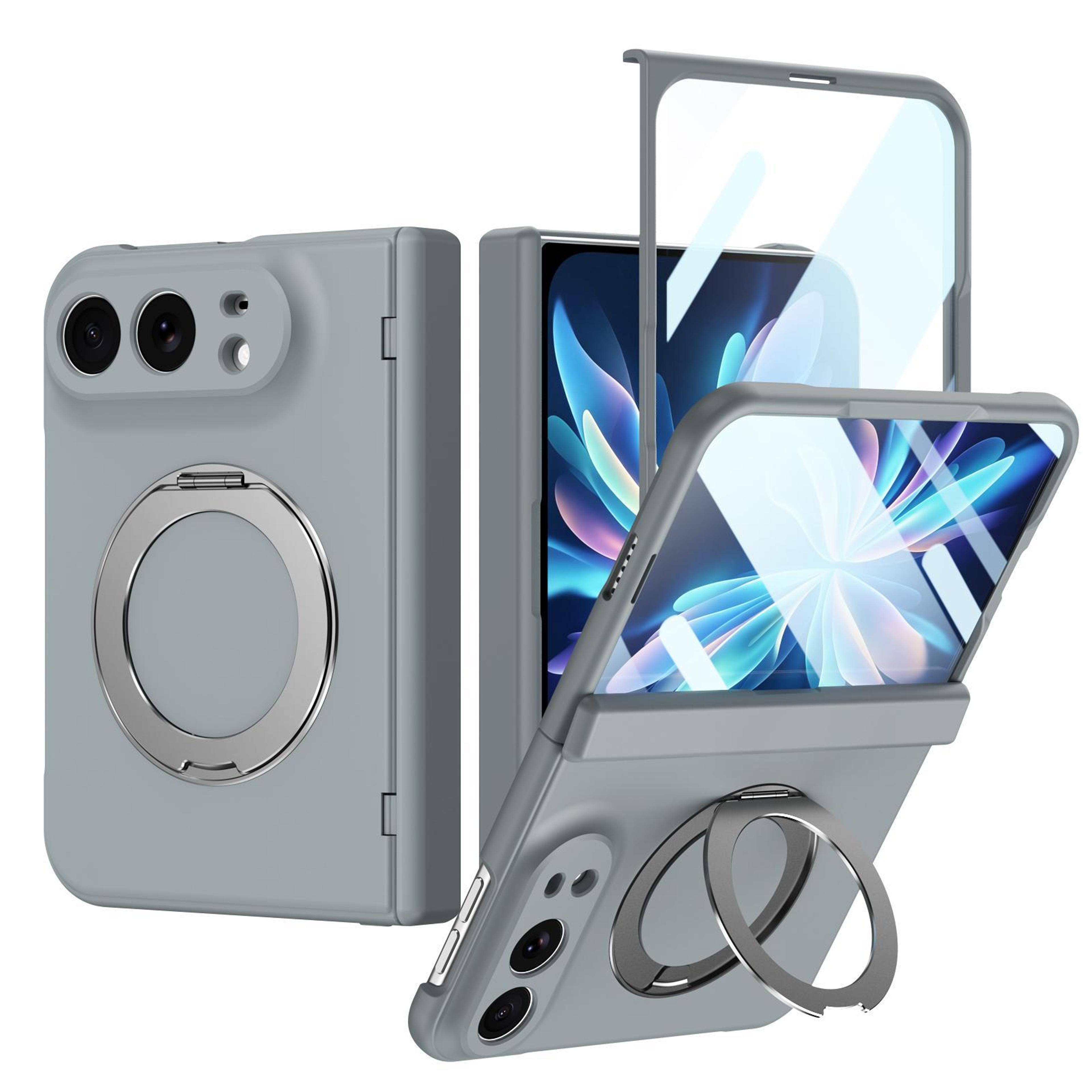 iphone duo magnetic ring hinge protection case with built-in screen protector
