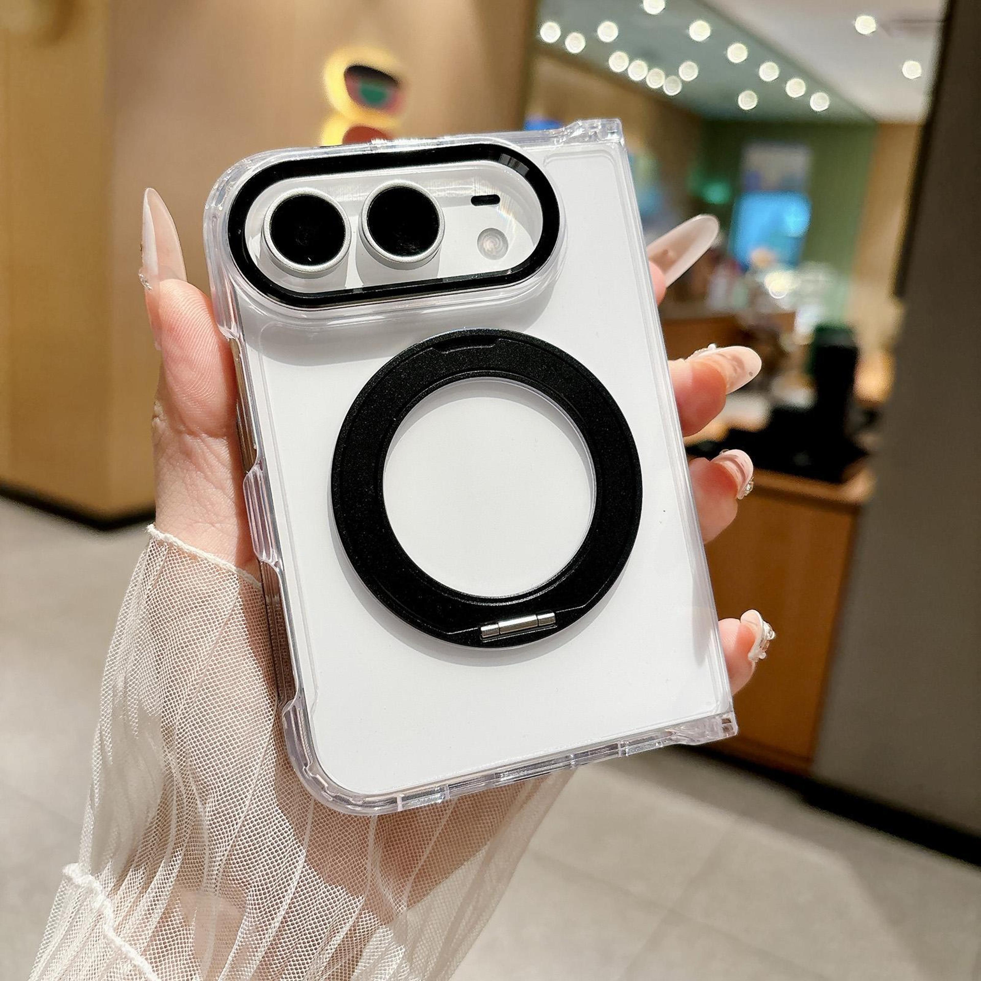 iphone duo magnetic phone case with acrylic pc design and 360-degree ring holder