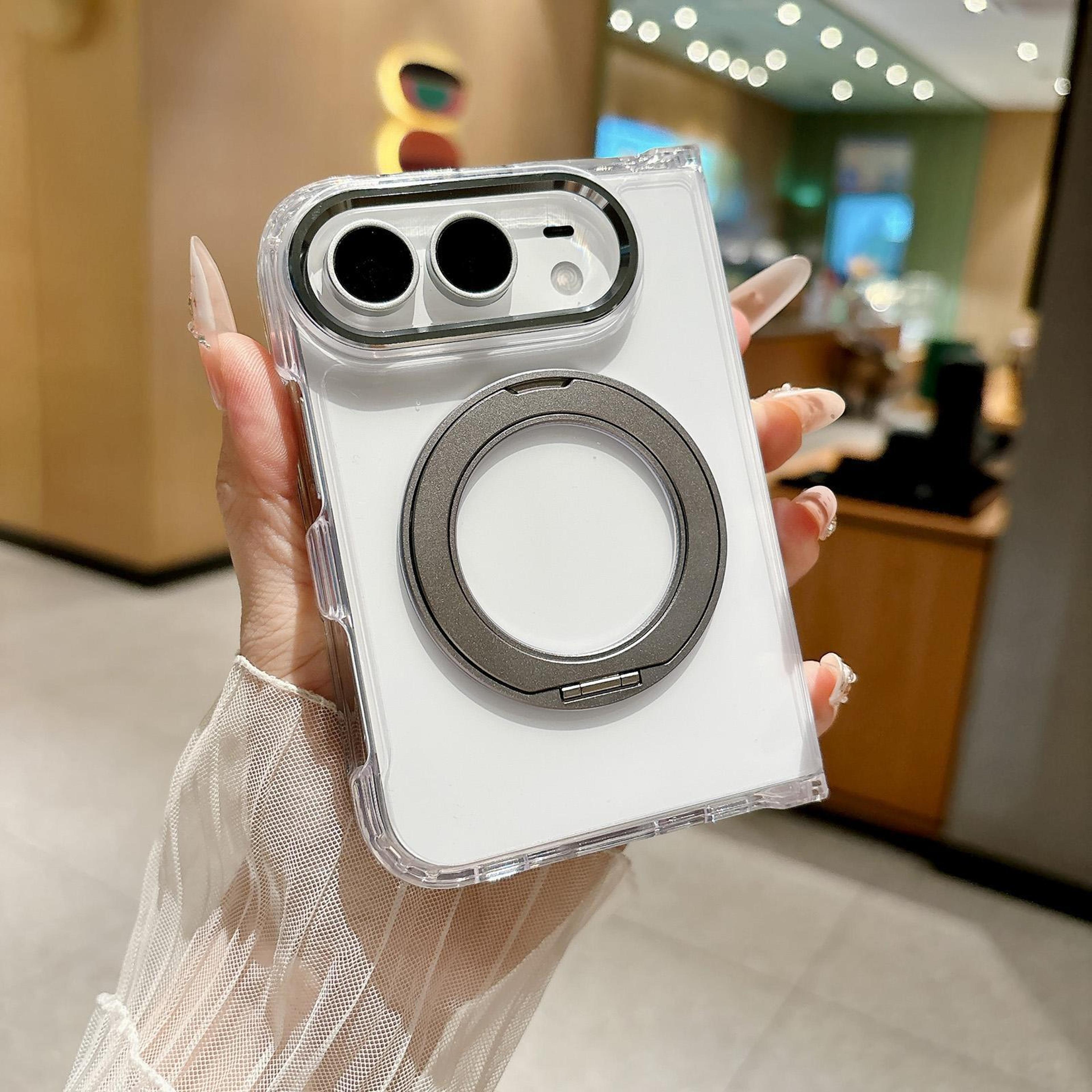 duo magnetic phone case with 360-degree rotating ring holder