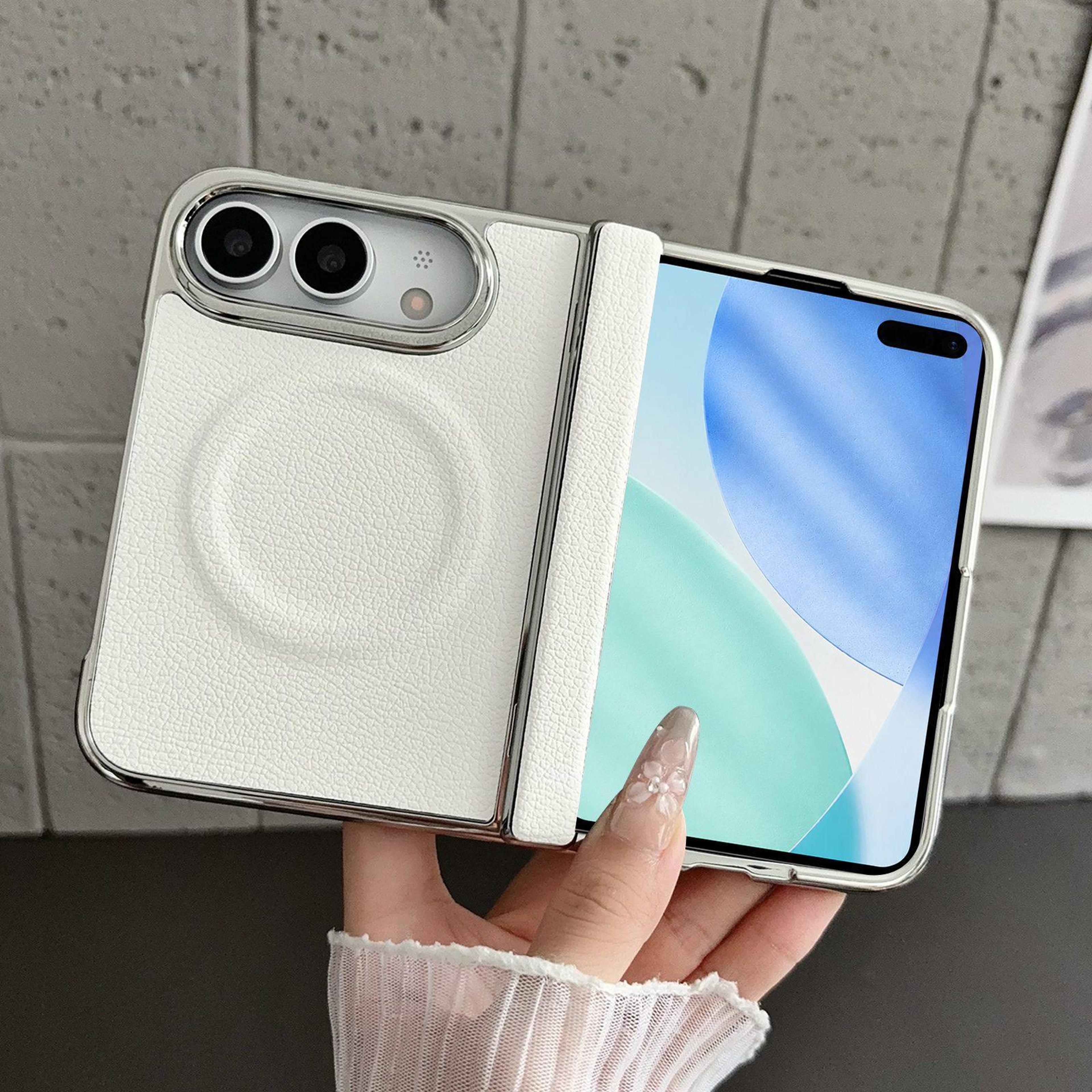 iphone duo magnetic phone case with rebound hinge and faux