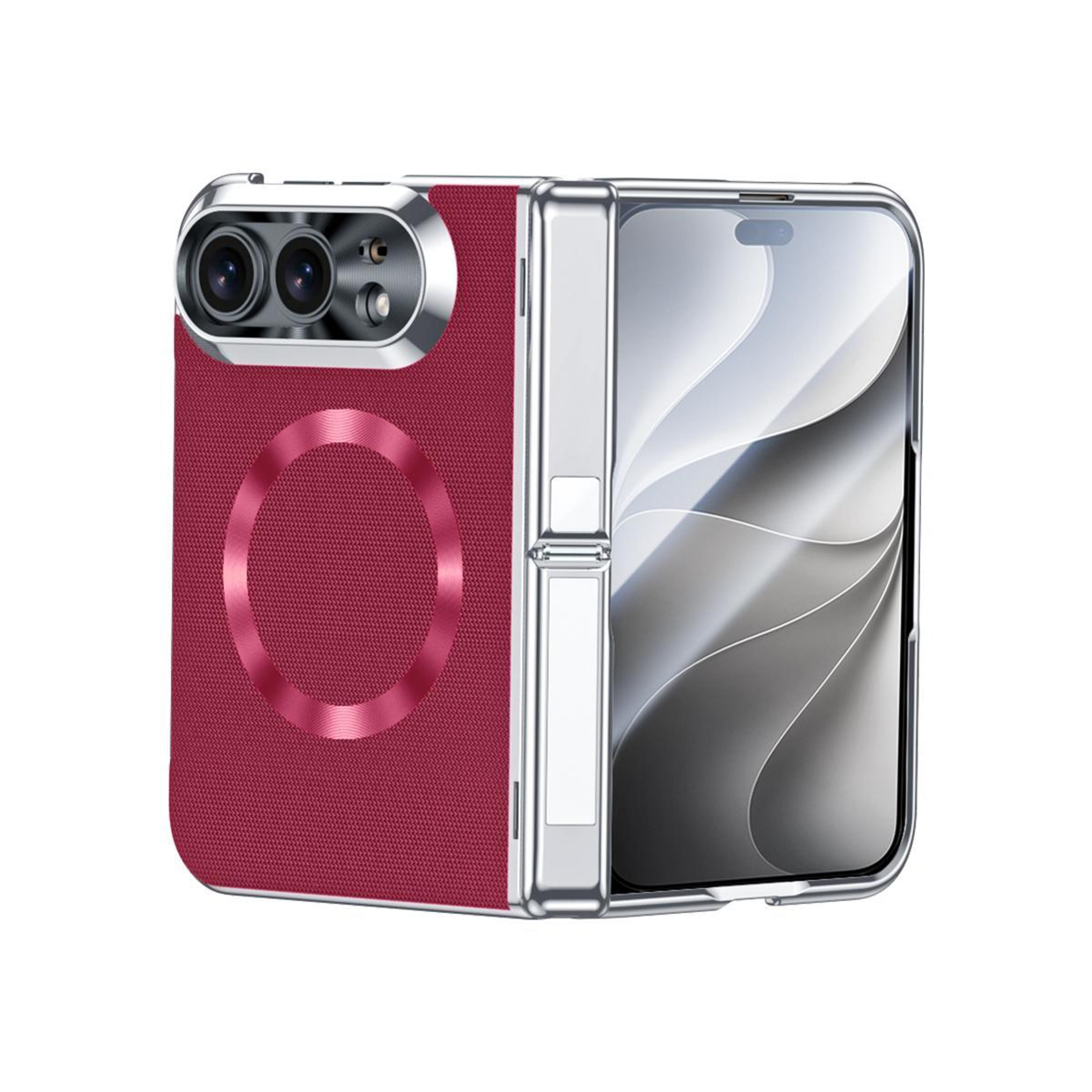 foldable magnetic iphone duo case with hidden kickstand and integrated screen protector