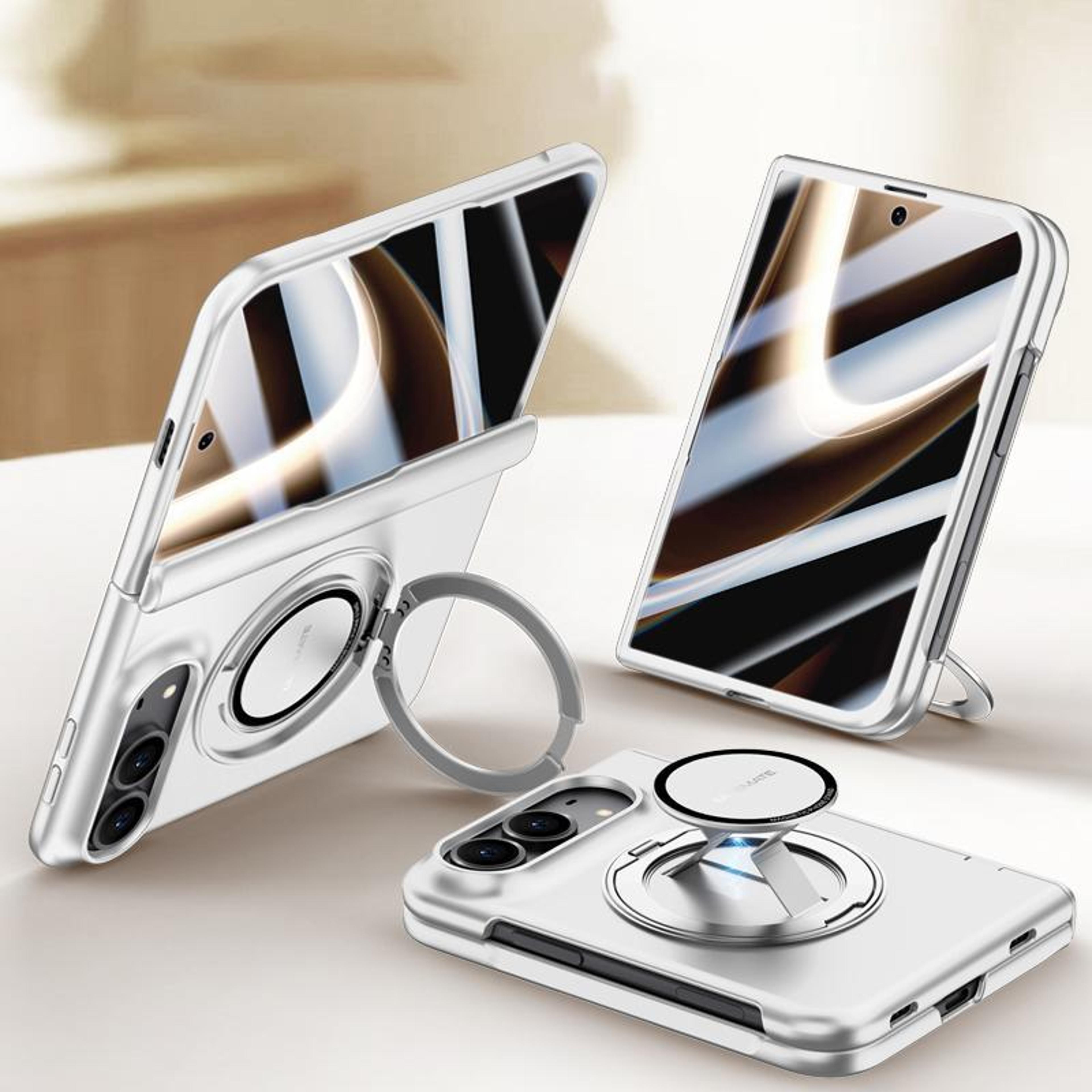iphone duo magnetic full-coverage case with tempered glass screen protector wrist strap and ring stand