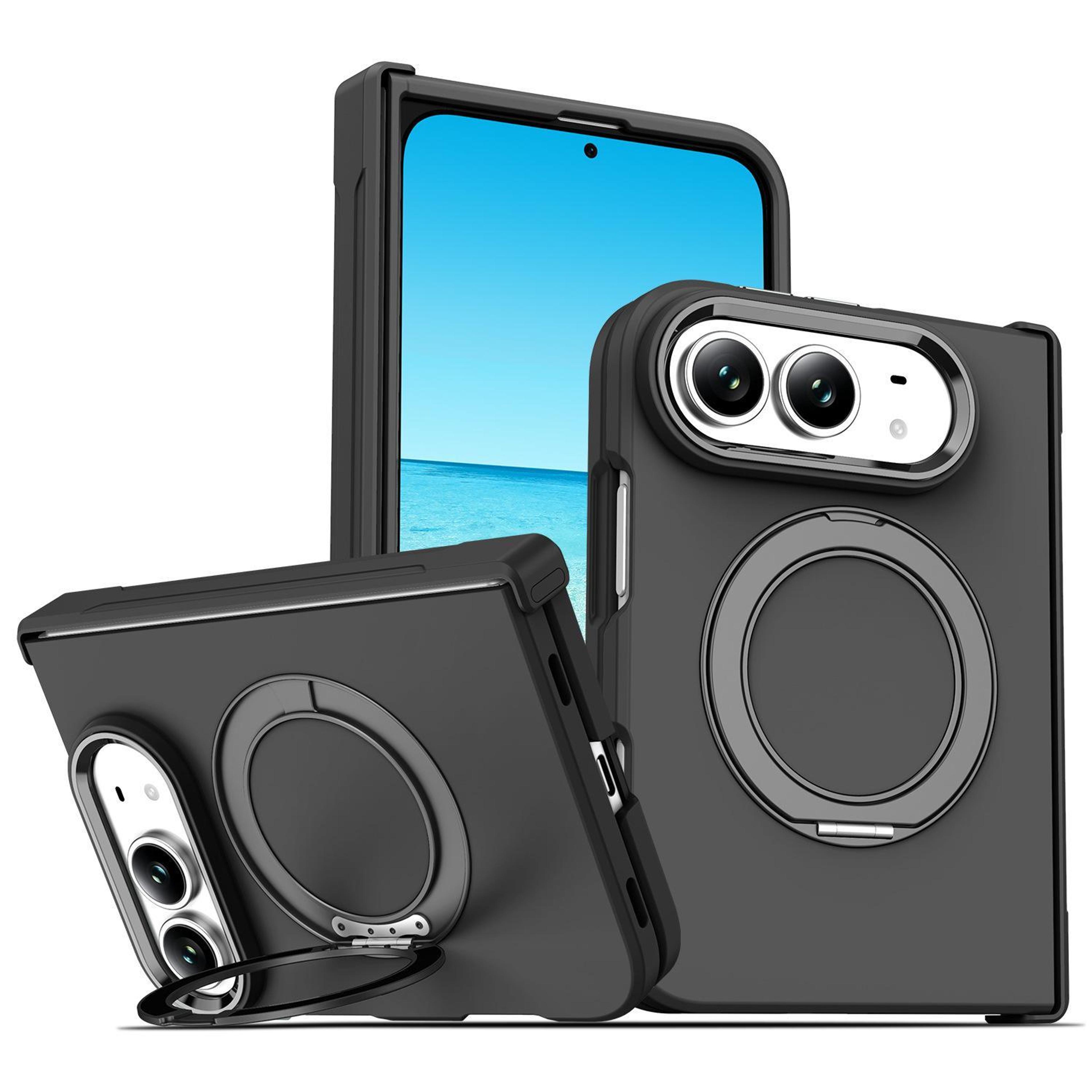 iphone duo magnetic hinge protection case with 360° ring kickstand