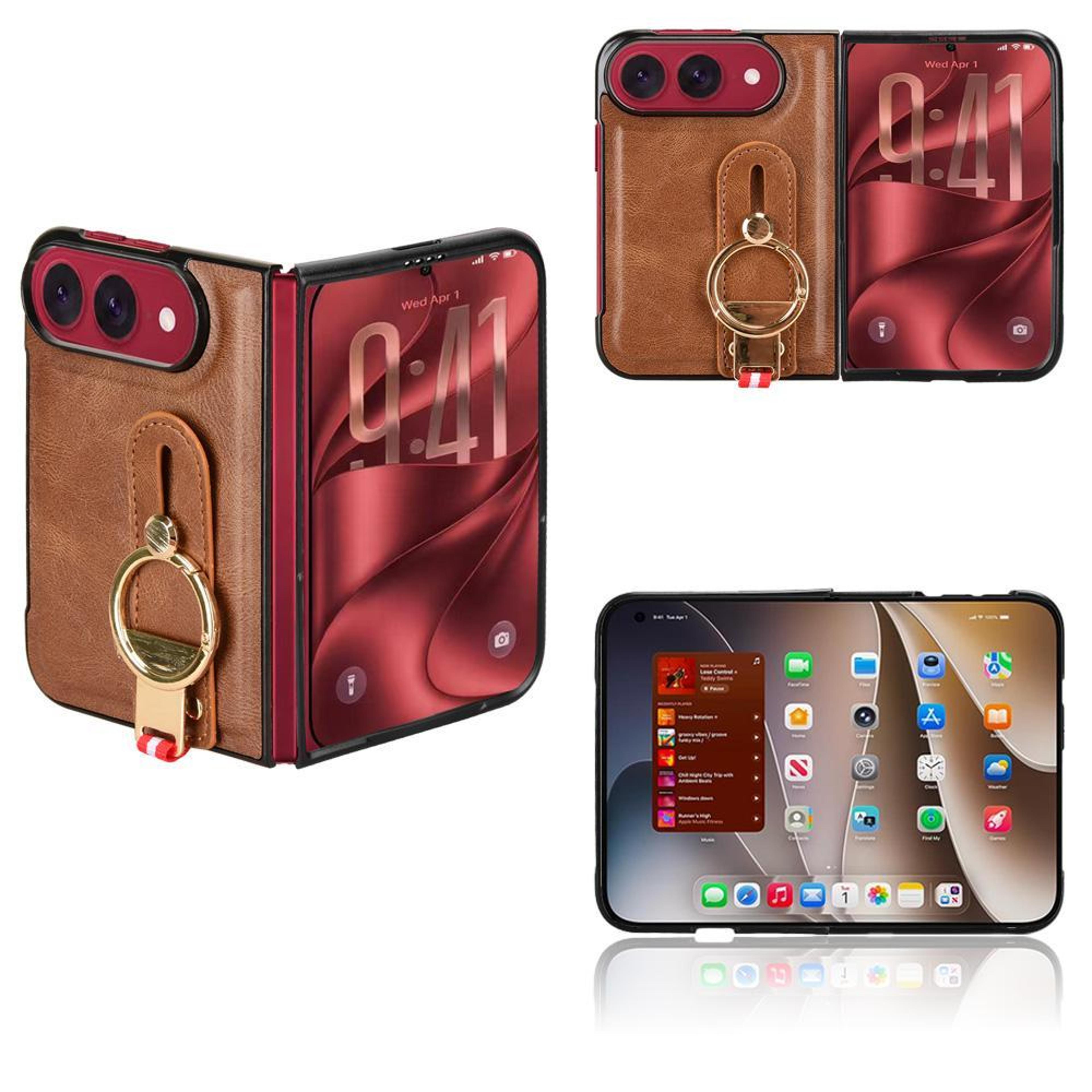 iphone duo wristband case with pu leather back and bottle opener