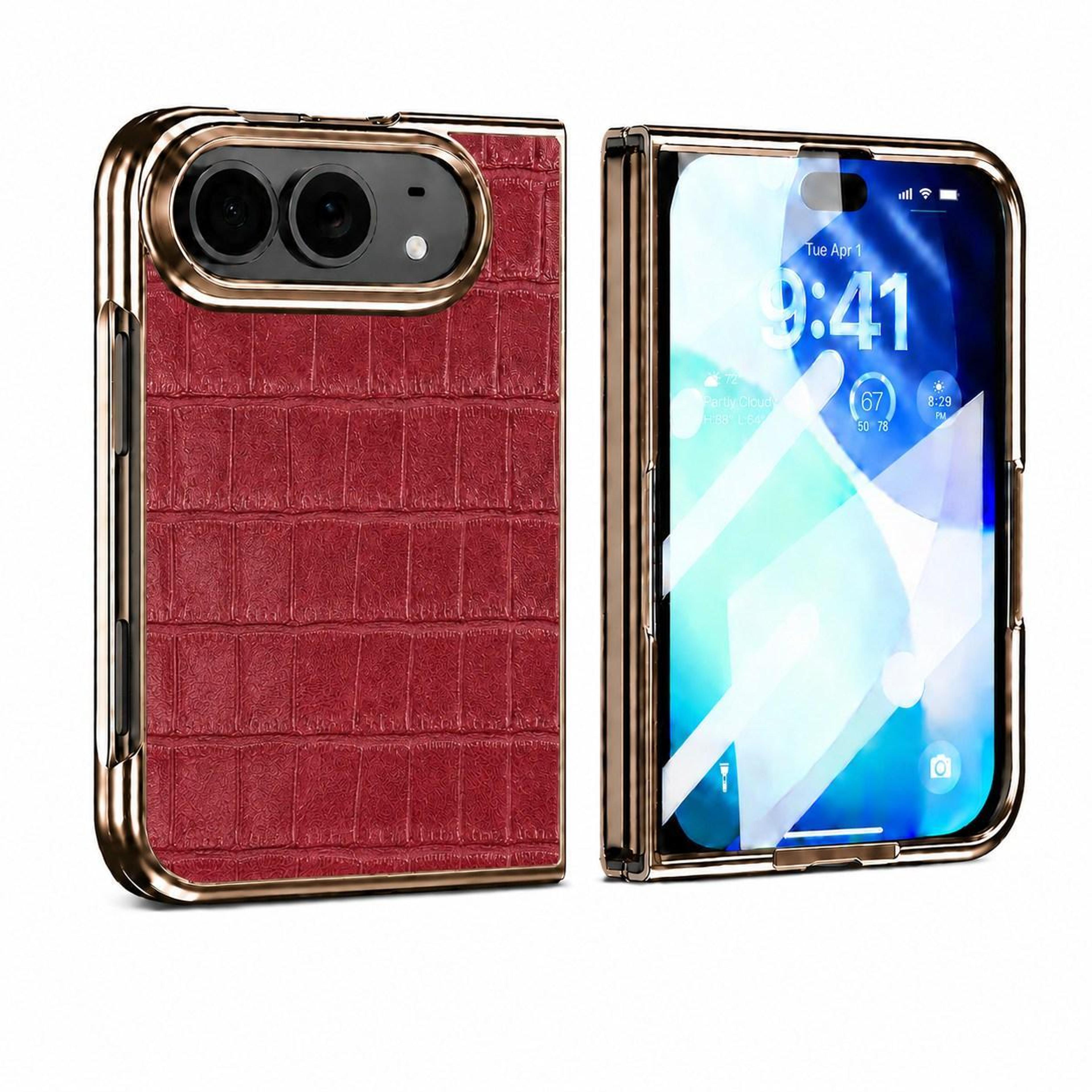 iphone duo crocodile texture phone case with integrated screen protector