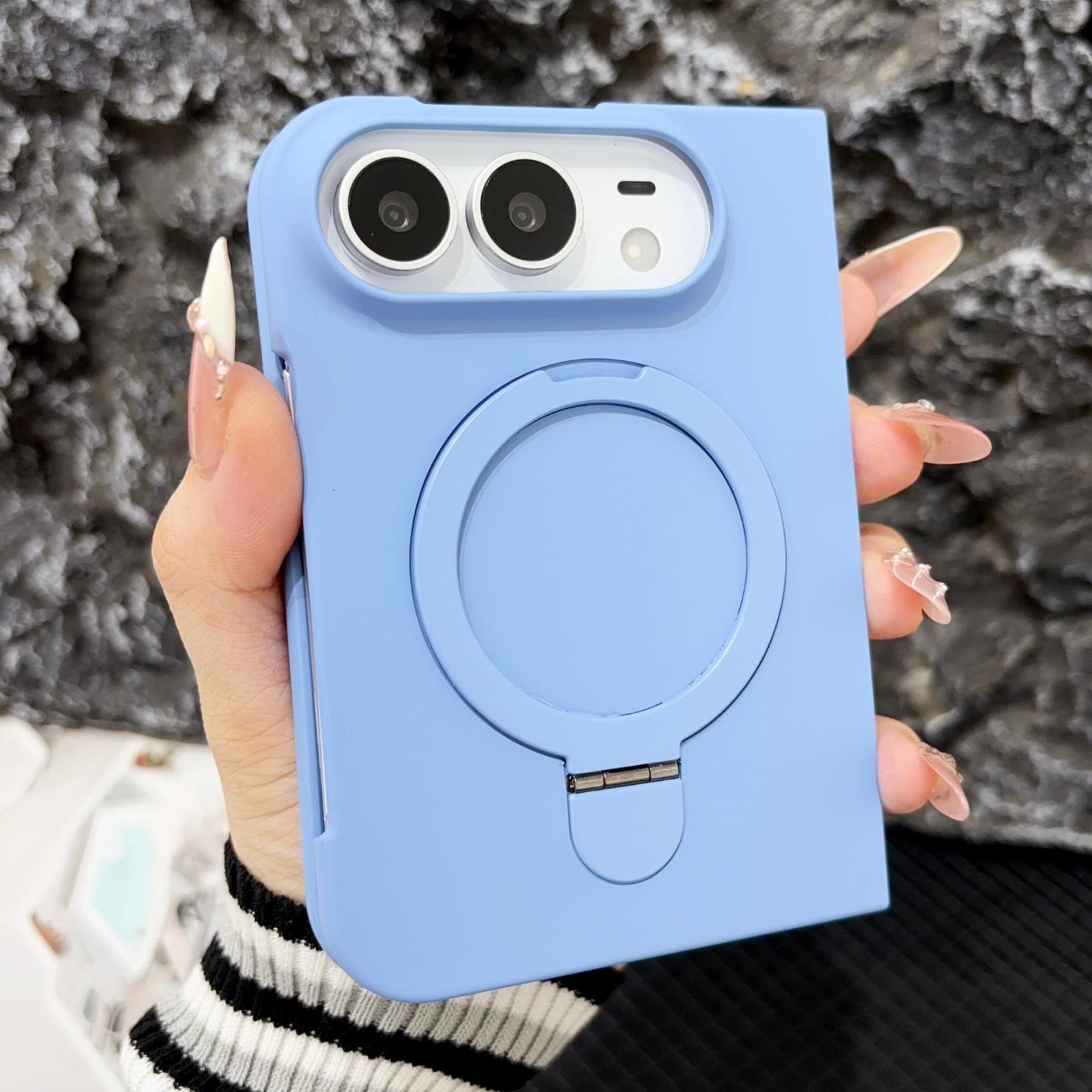 iphone duo matte phone case with 360-degree rotating metal ring stand