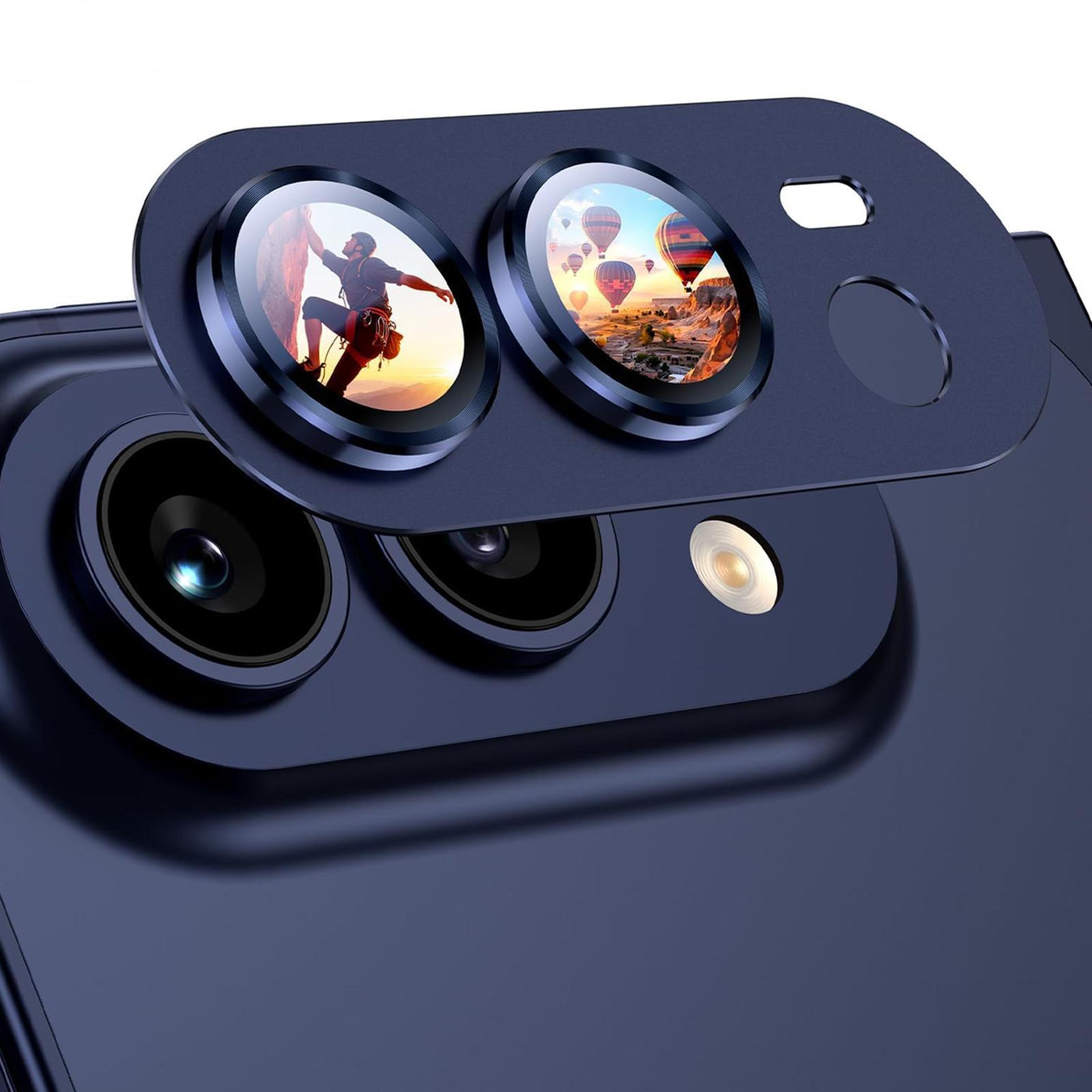 iphone duo camera lens protector with metal frame and 9h tempered glass