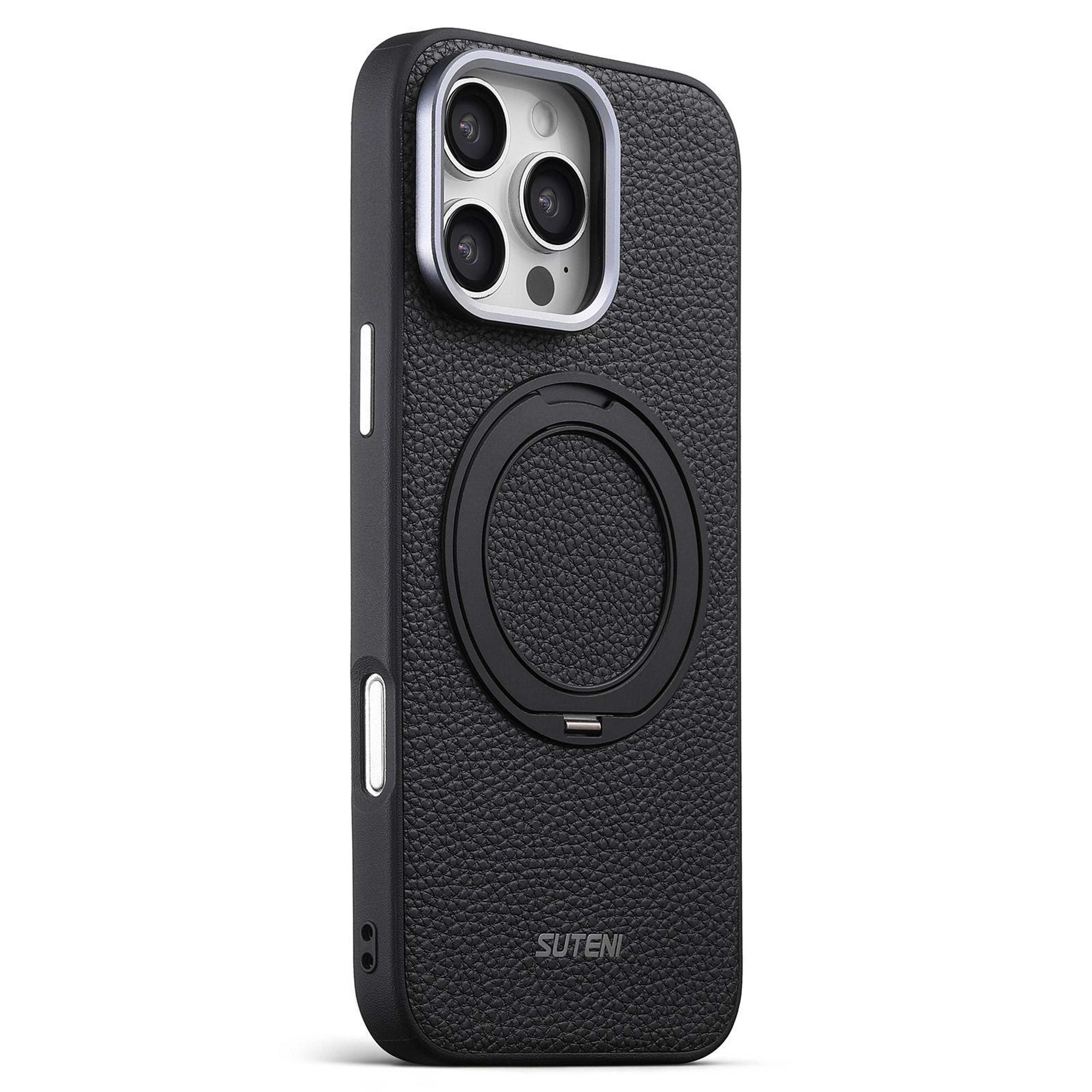 iphone 18 pro pu leather magnetic phone case with 360 degree rotating stand