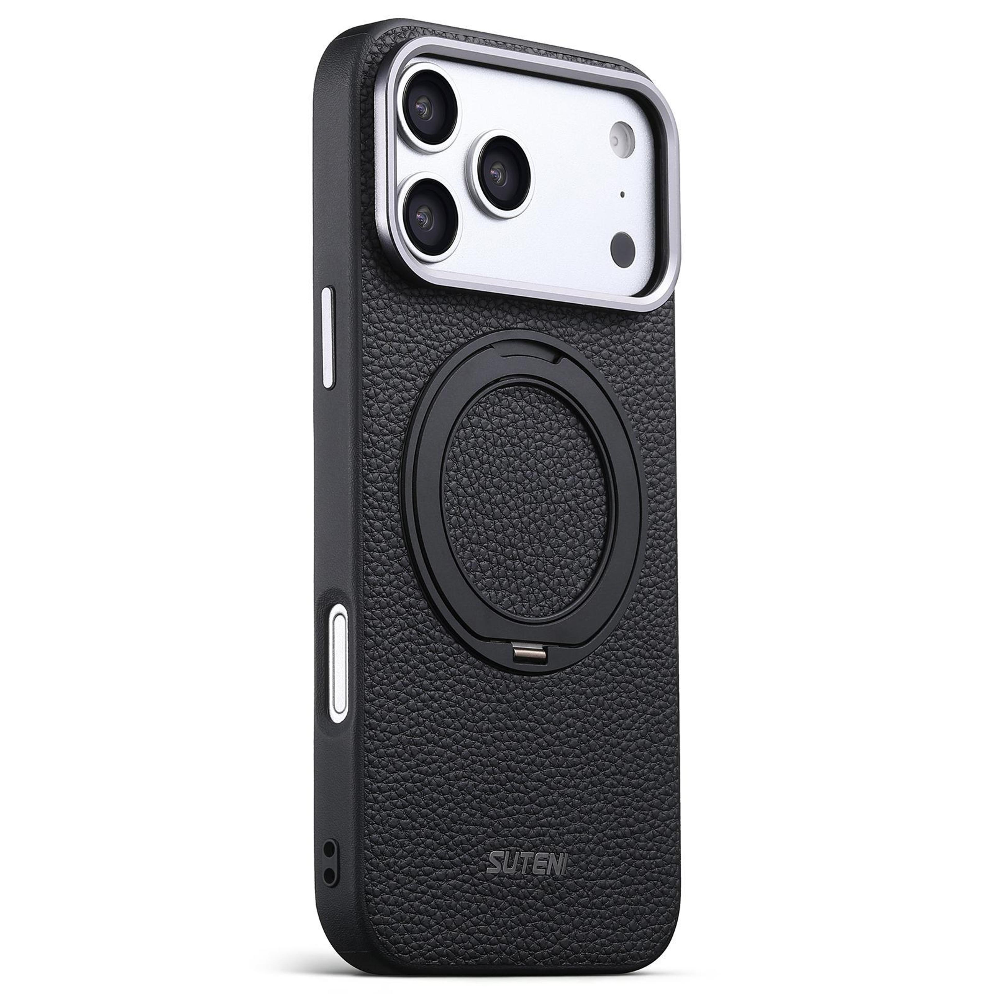 iphone 18 pro max pu leather magnetic case with 360° rotating stand