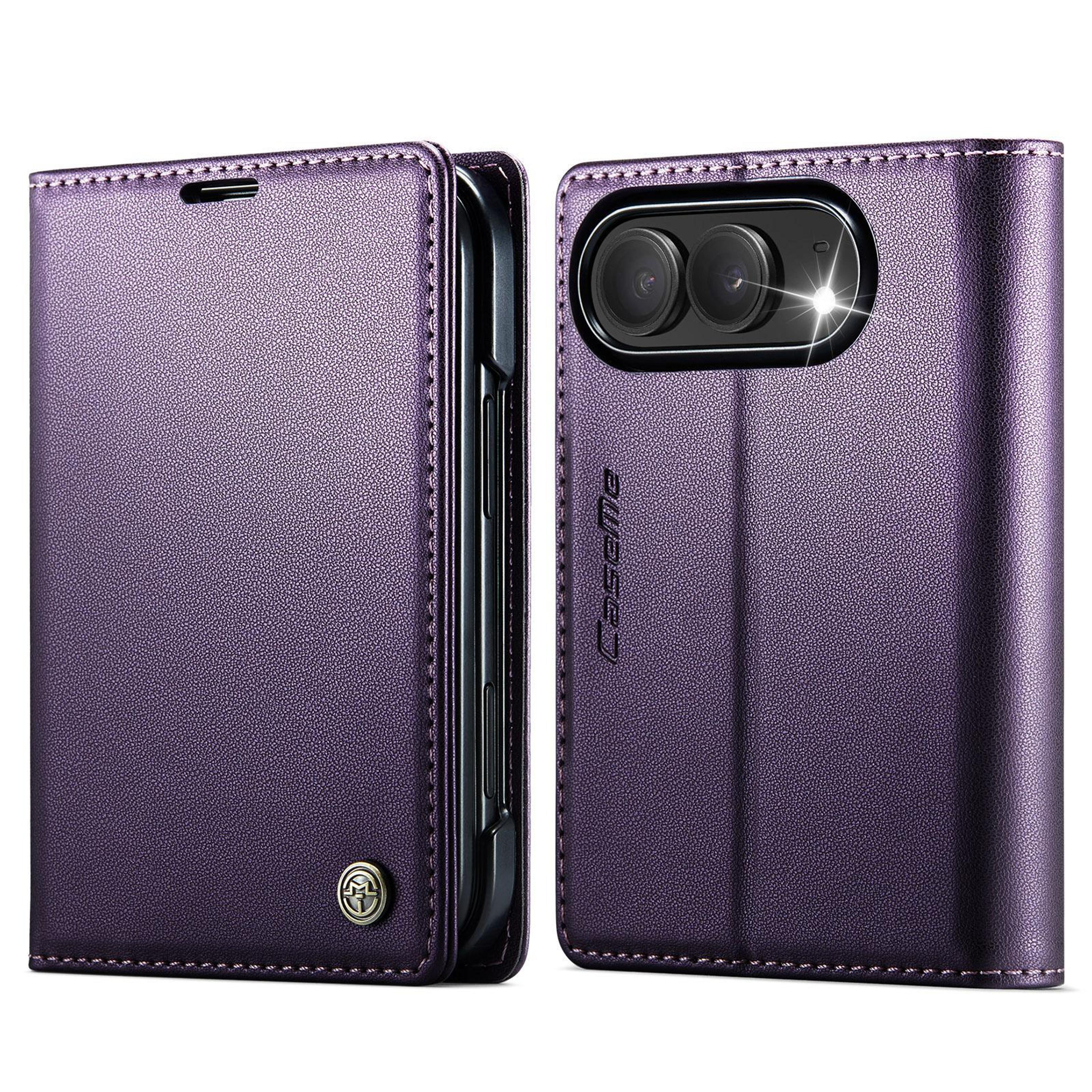 iphone duo rfid wallet case with litchi texture pu leather and adjustable stand