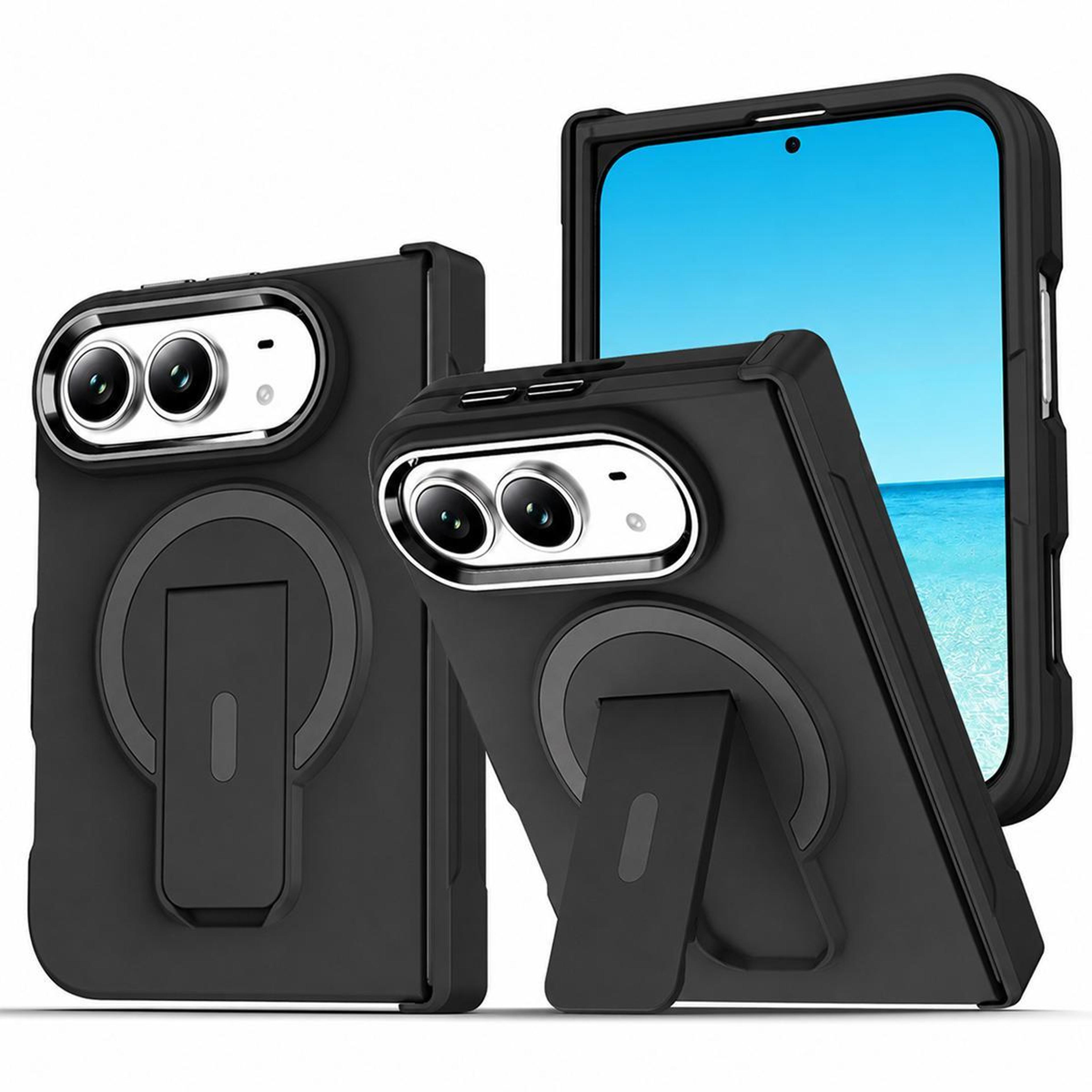 iphone duo magnetic phone case with foldable kickstand jazz black
