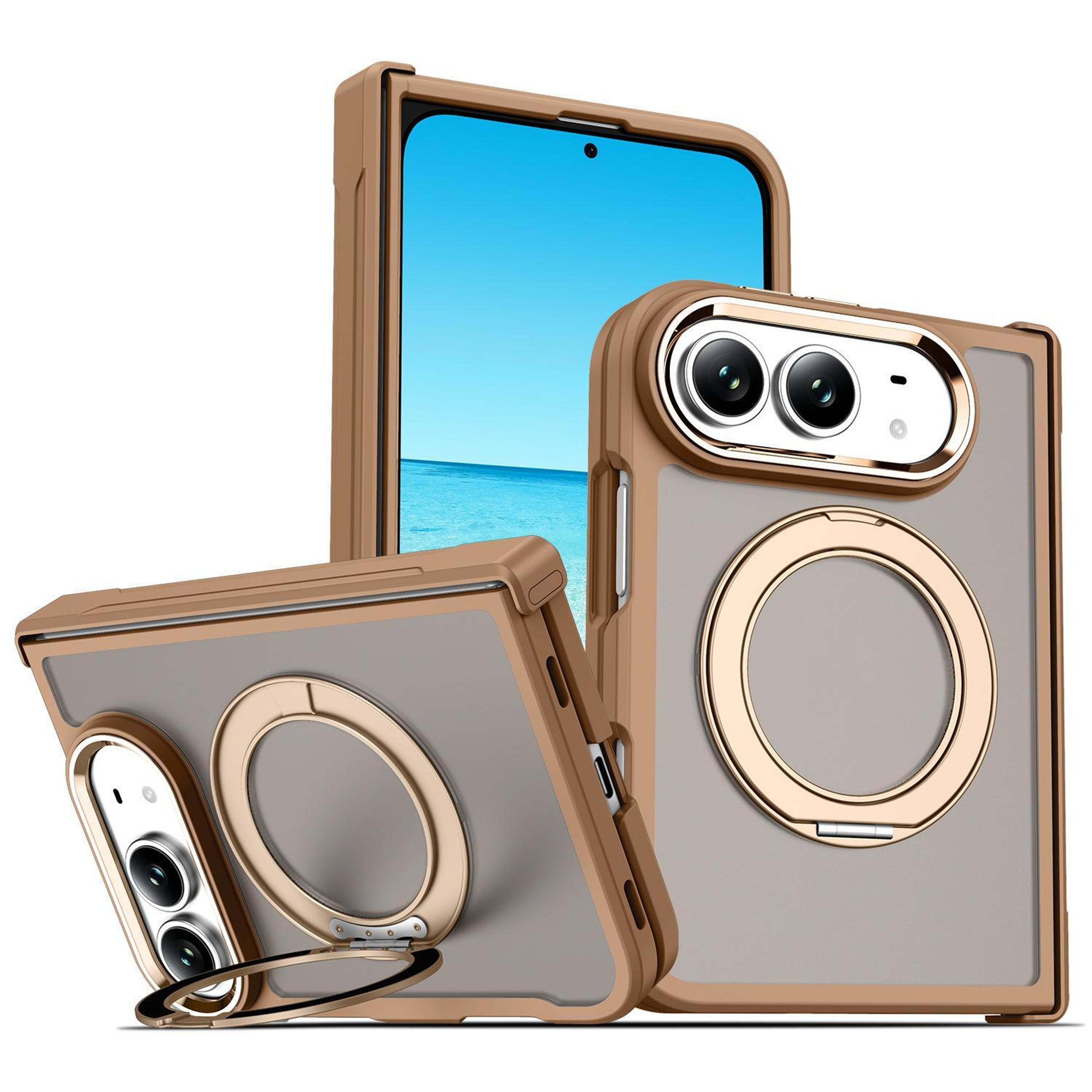 iphone duo magnetic hinge protection phone case with 360° ring stand