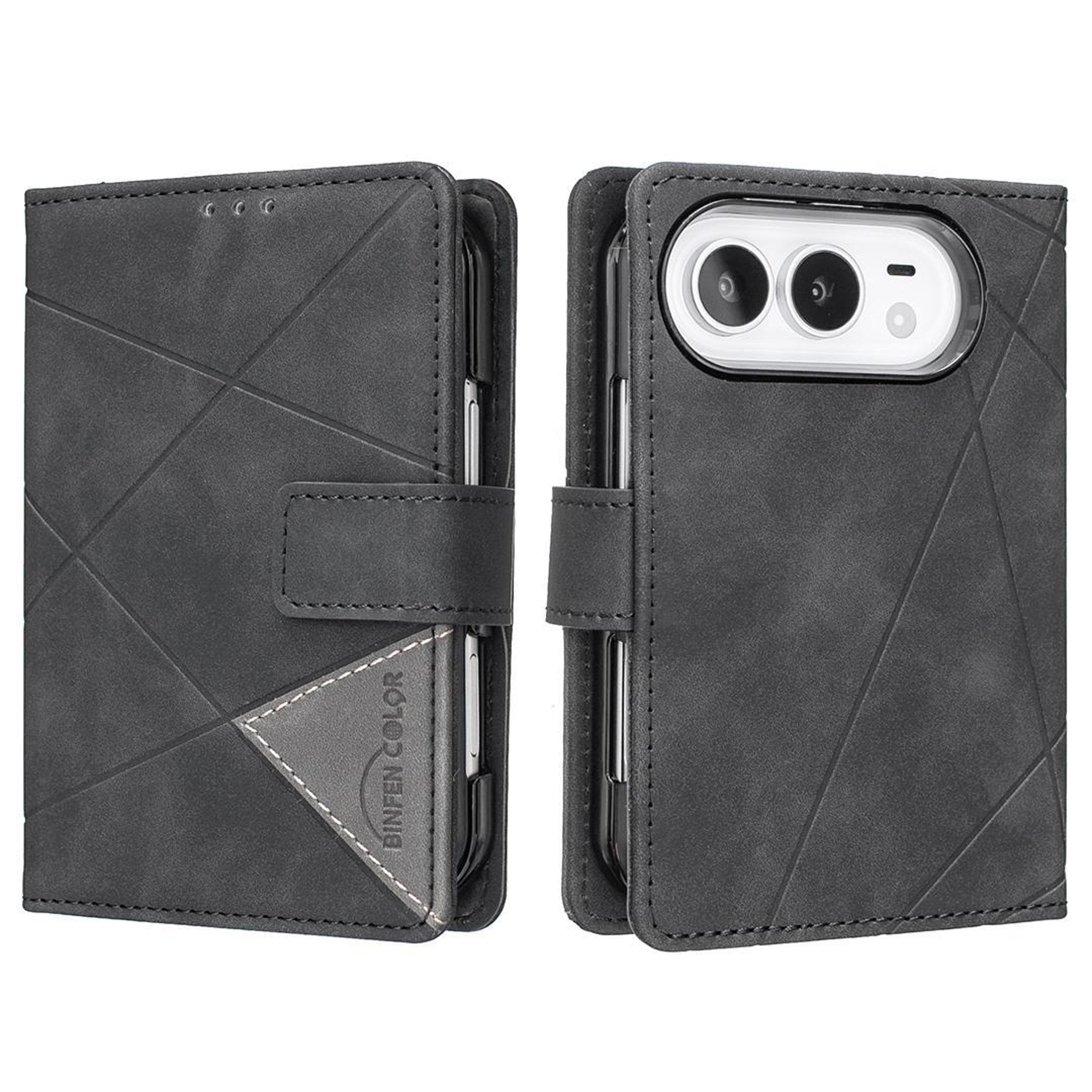 iphone duo magnetic buckle rhombus texture pu leather wallet phone case